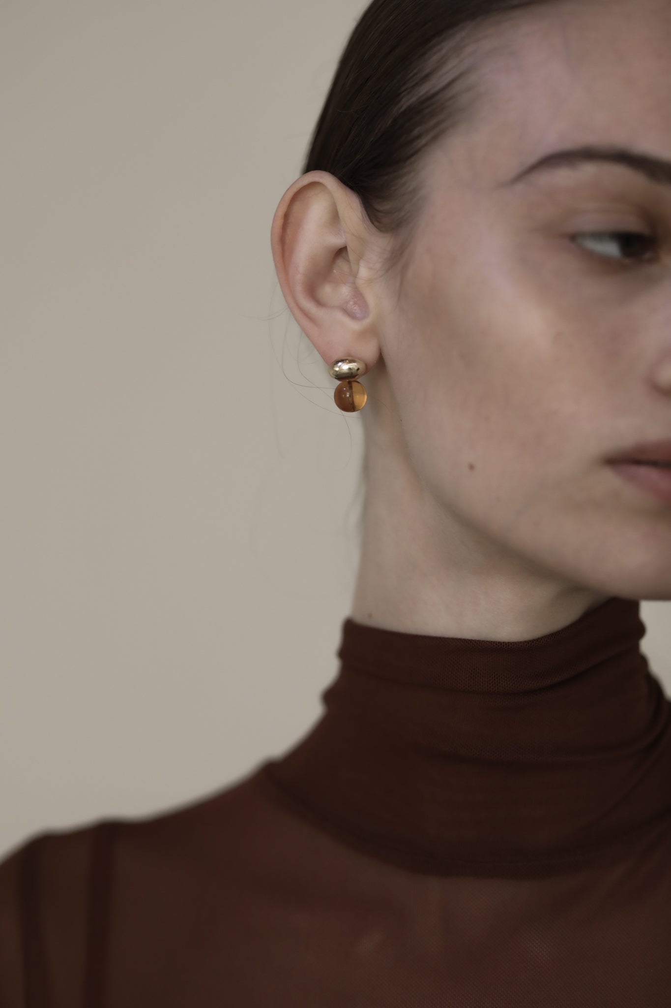 Orb x Glass Spheres Earrings - Amber