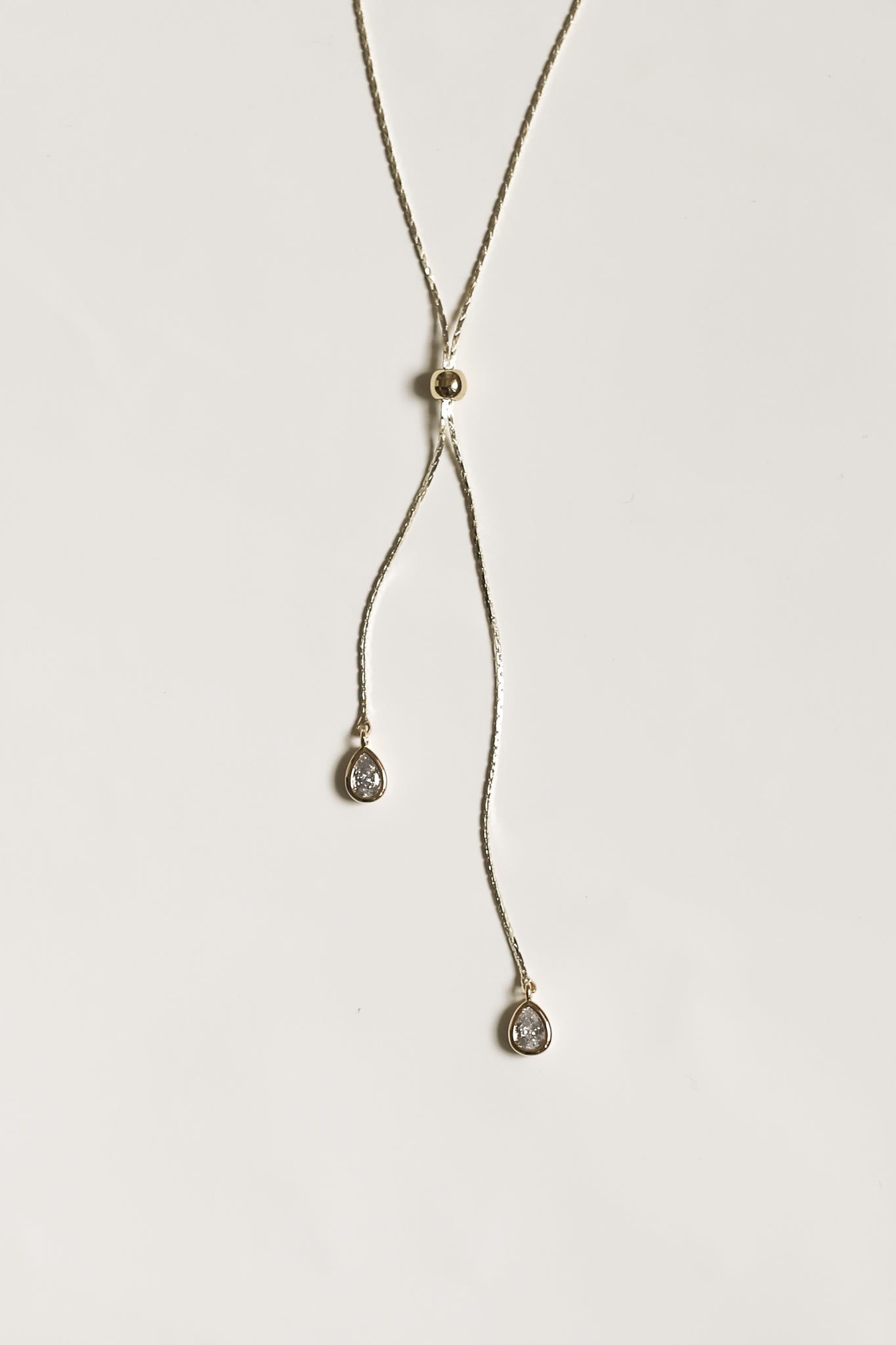 Bezel Crystal Lariat Necklace - Sale