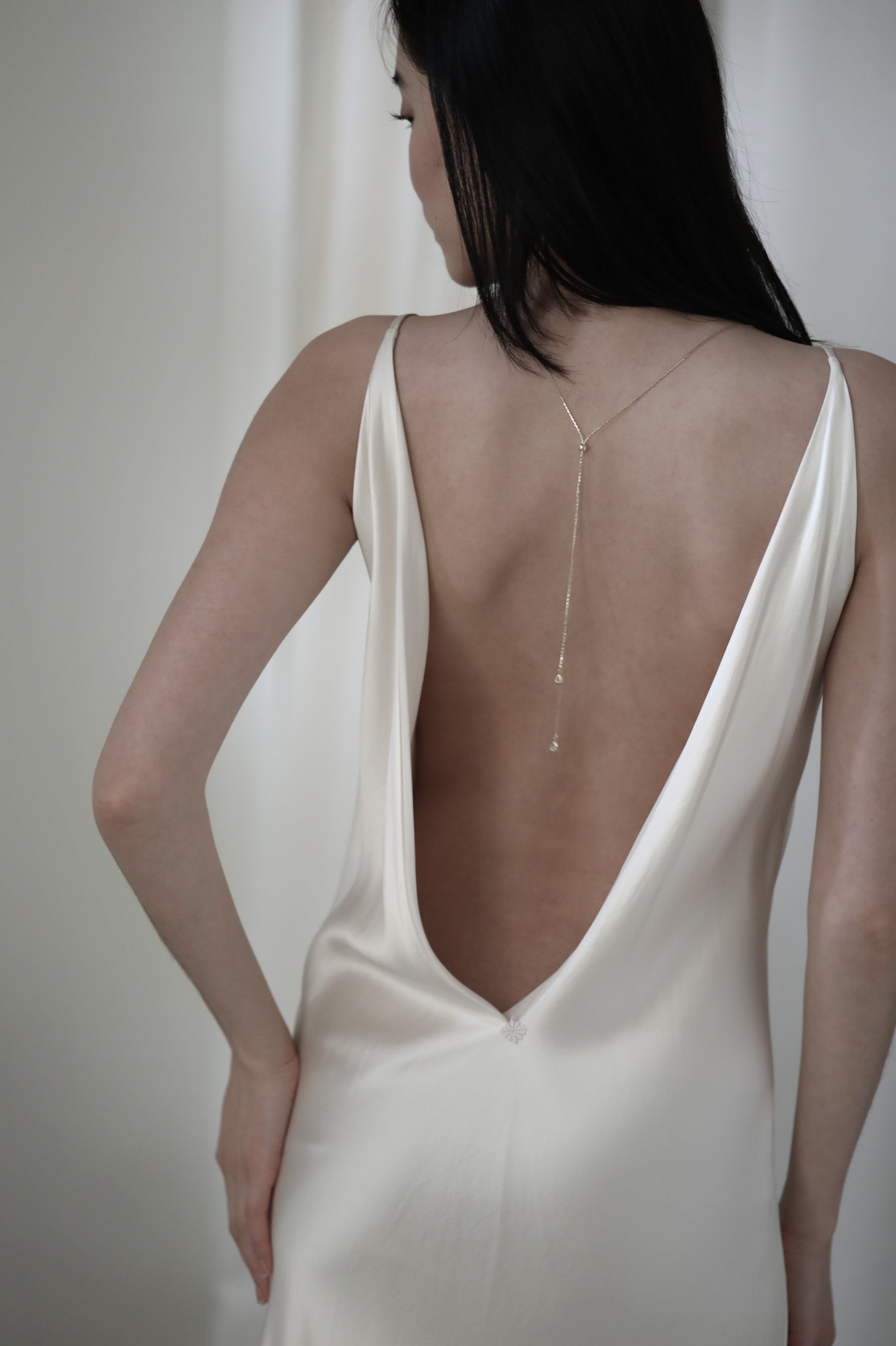 Bezel Crystal Lariat Necklace - Sale