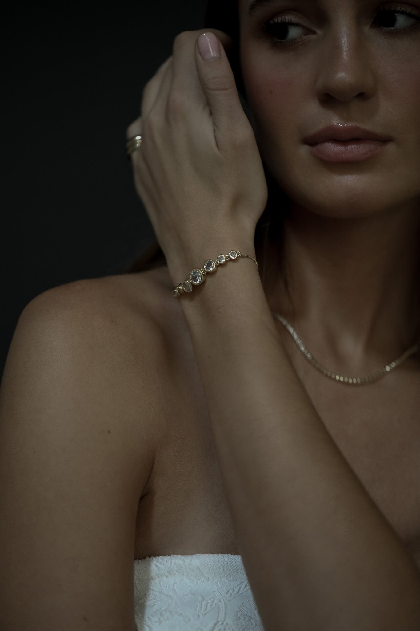 Bezel Gold Bolo Bracelet - Sale