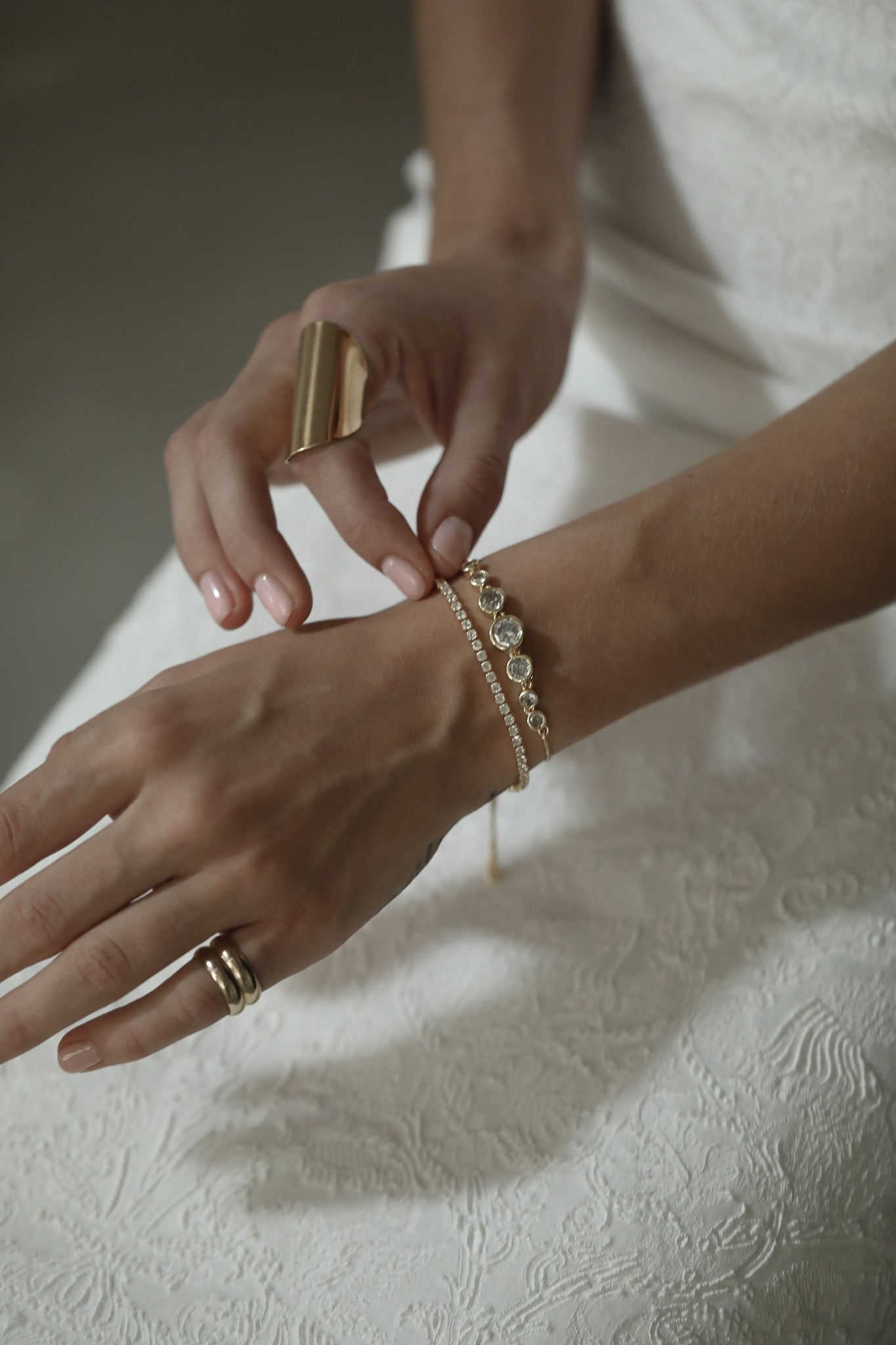 Bezel Gold Bolo Bracelet - Sale