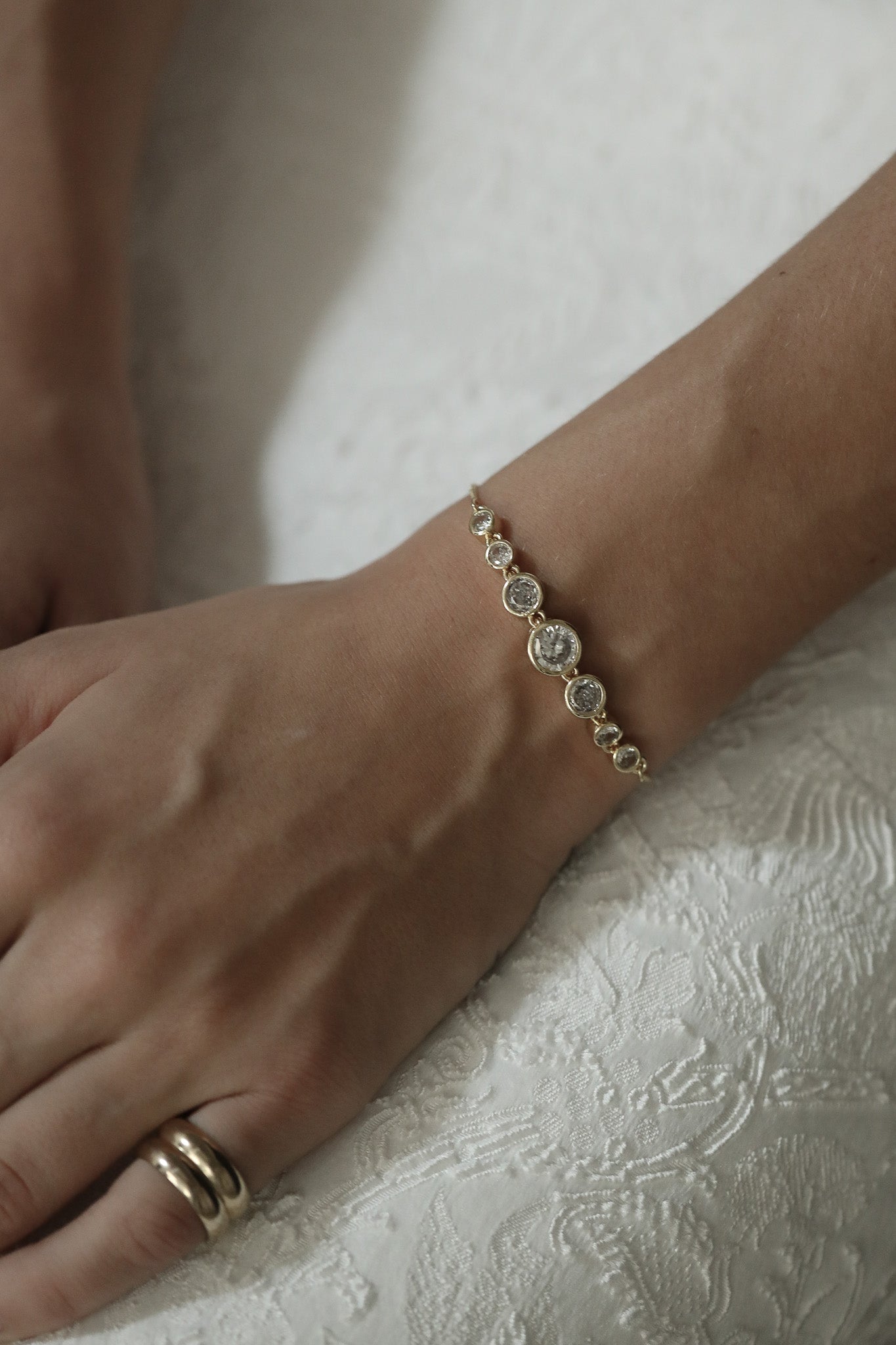 Bezel Gold Bolo Bracelet - Sale
