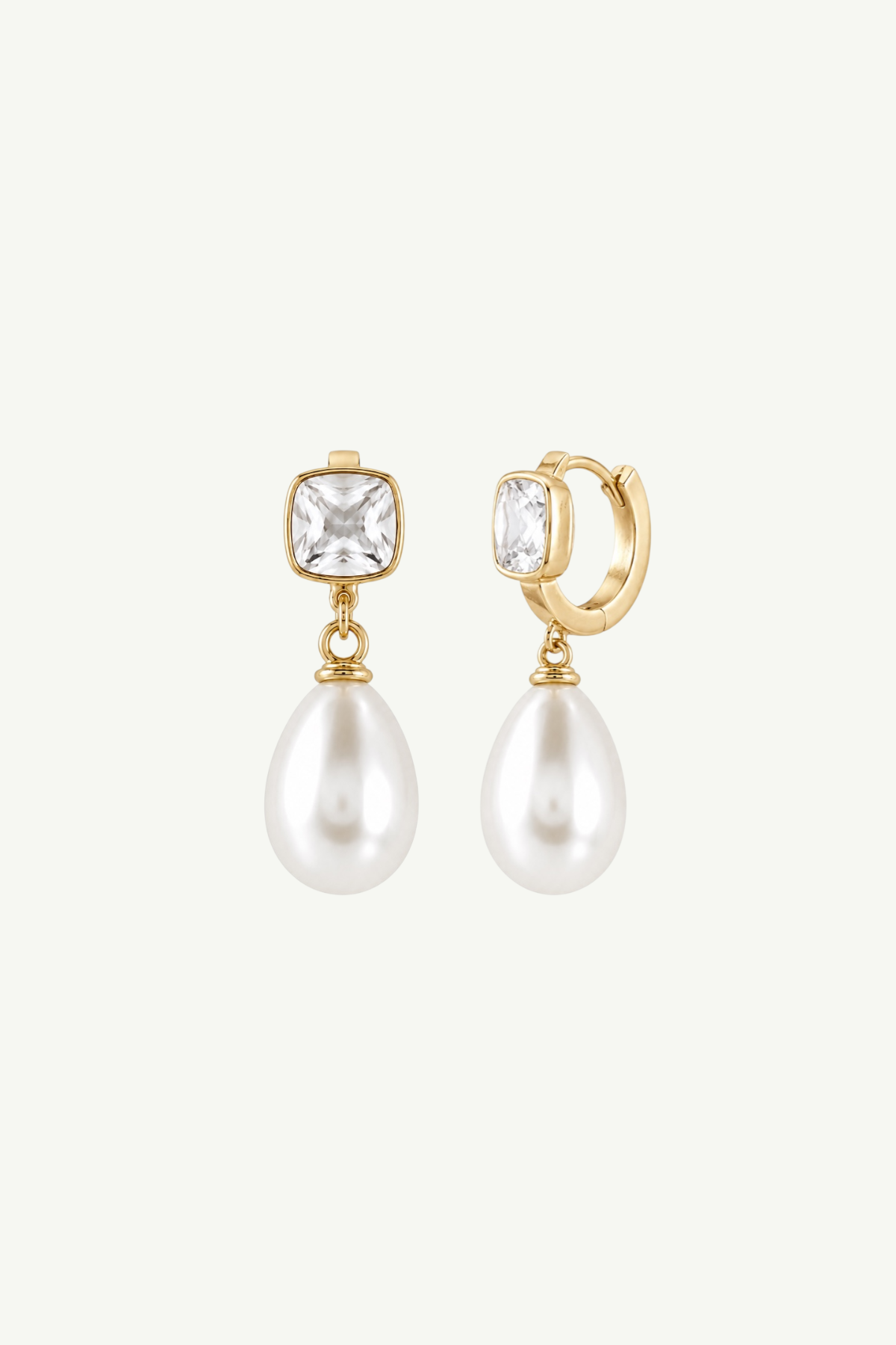 Bezel x Pearl Hoop Drops - Sale