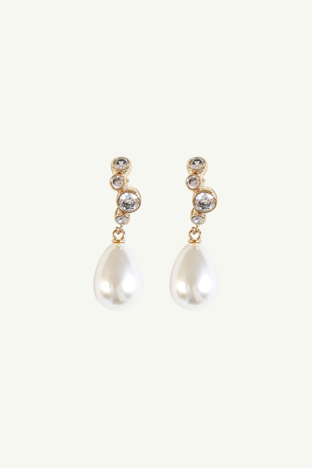 Stacked Bezel Pearl Hoop Drop Earrings - Sale