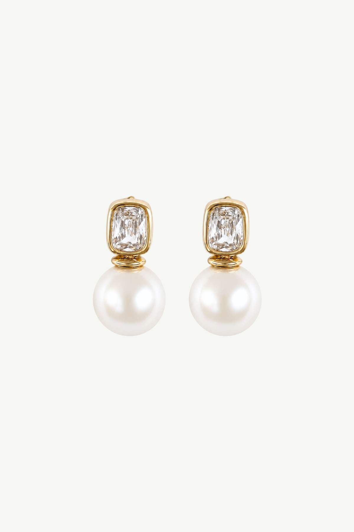 Bezel Pearl Stud Drop Earring - Sale