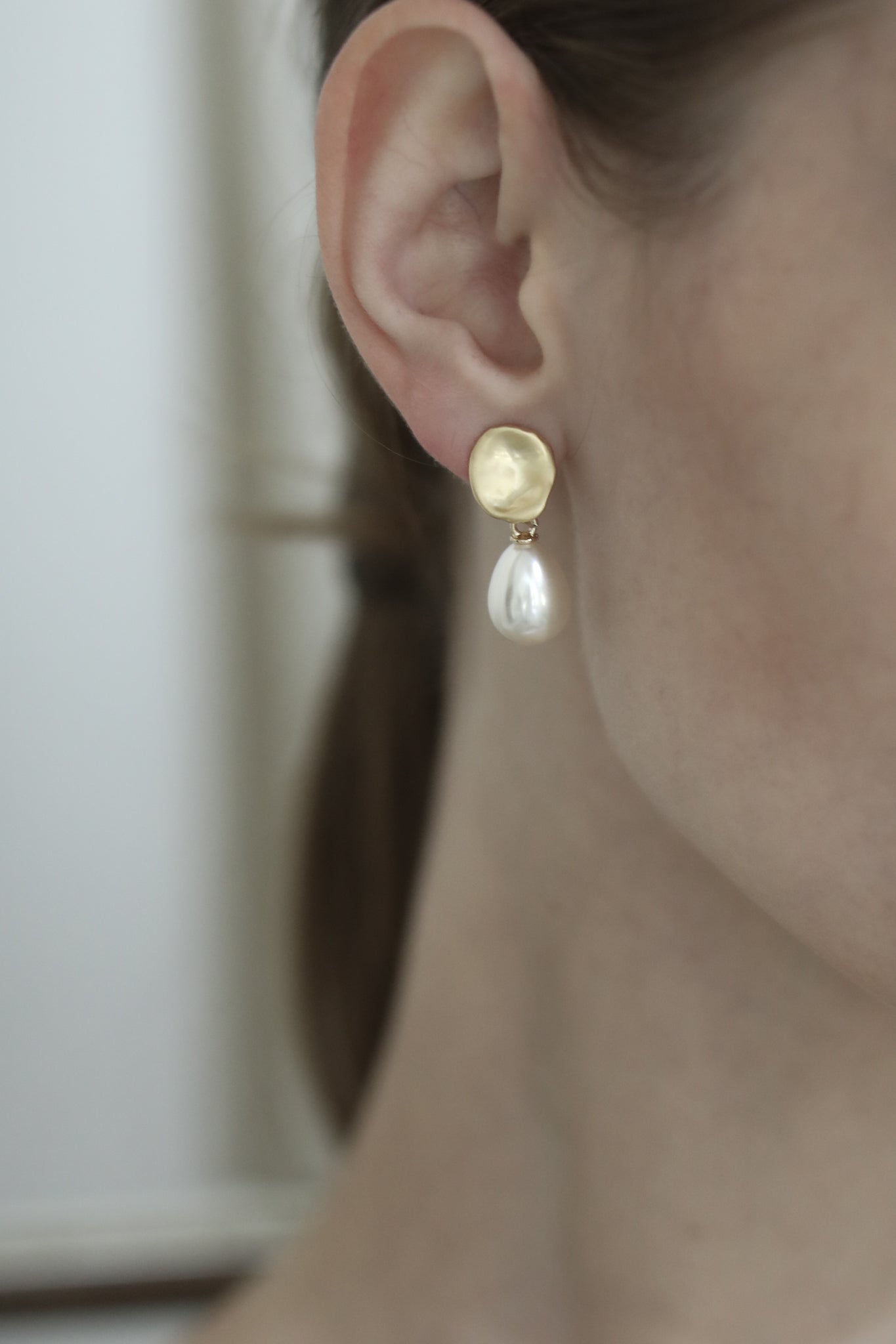 Clip On Sculptural Pearl Drop Earrings - Sale