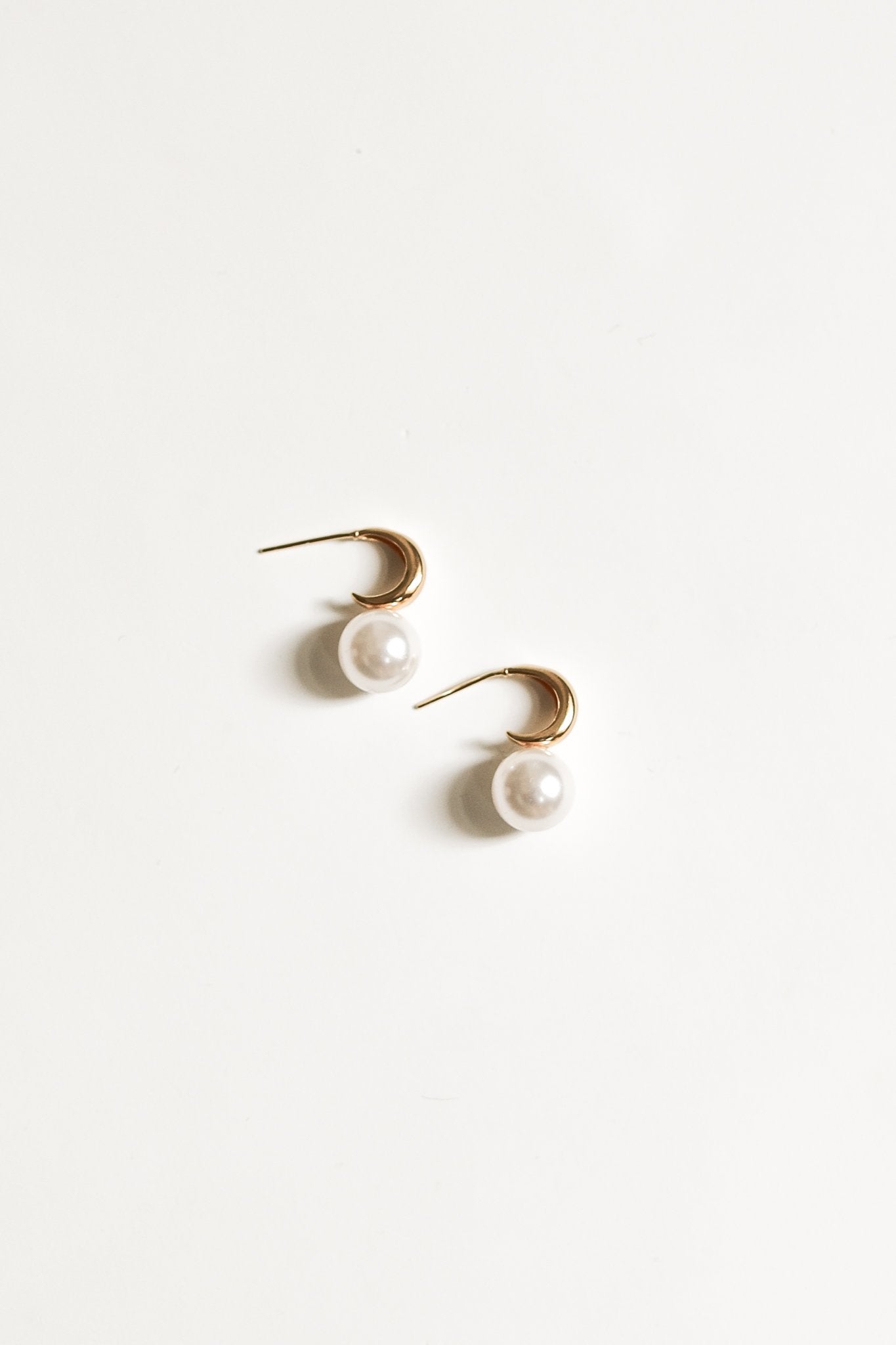 Crescent Pearl Hoops