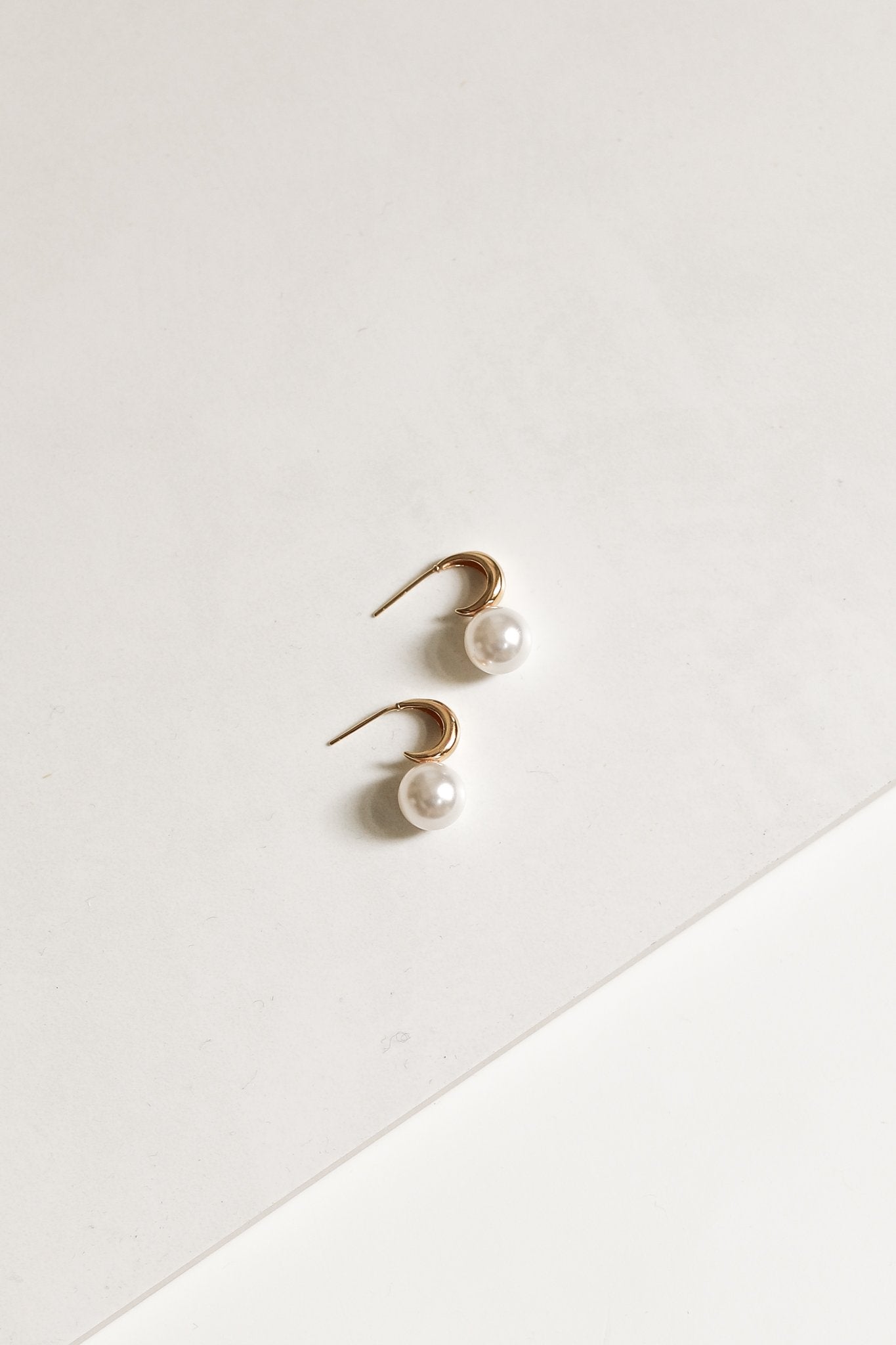 Crescent Pearl Hoops