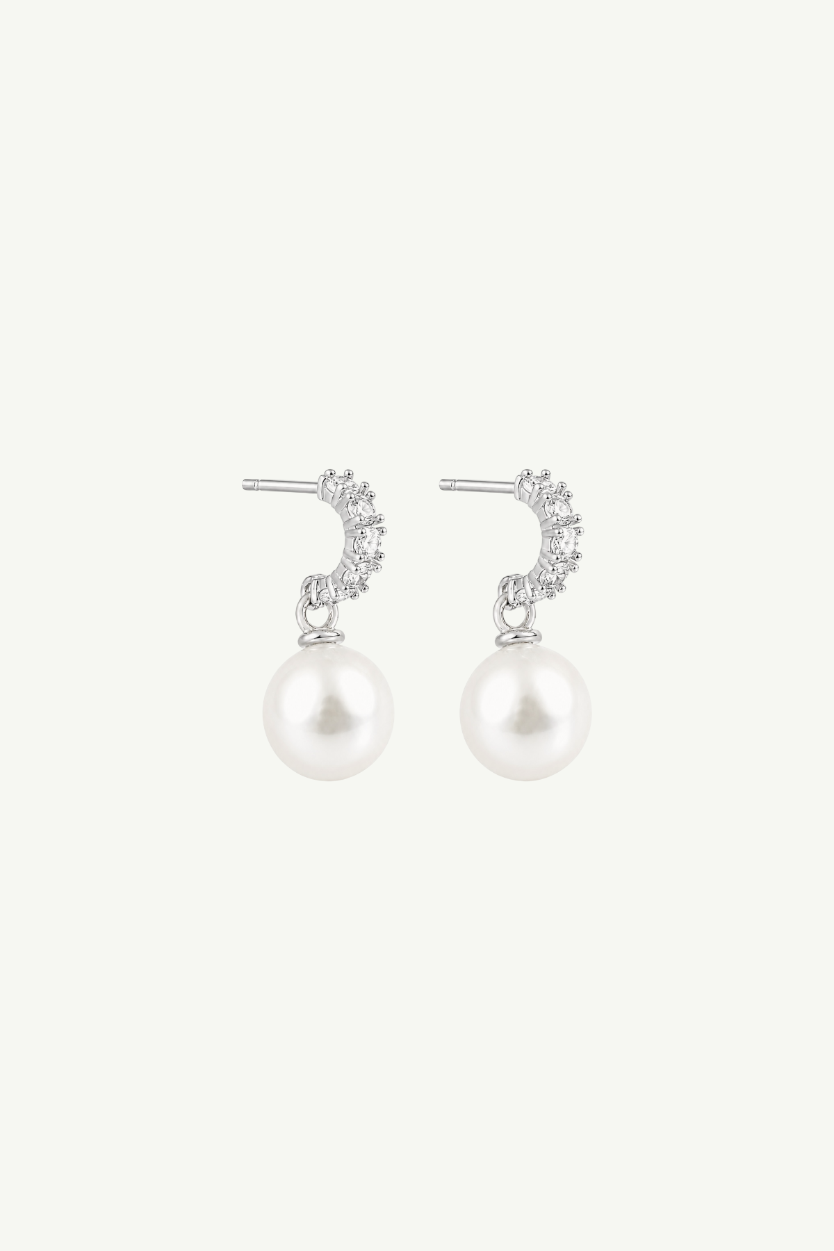 Pearl Pave Huggie Drop Earrings