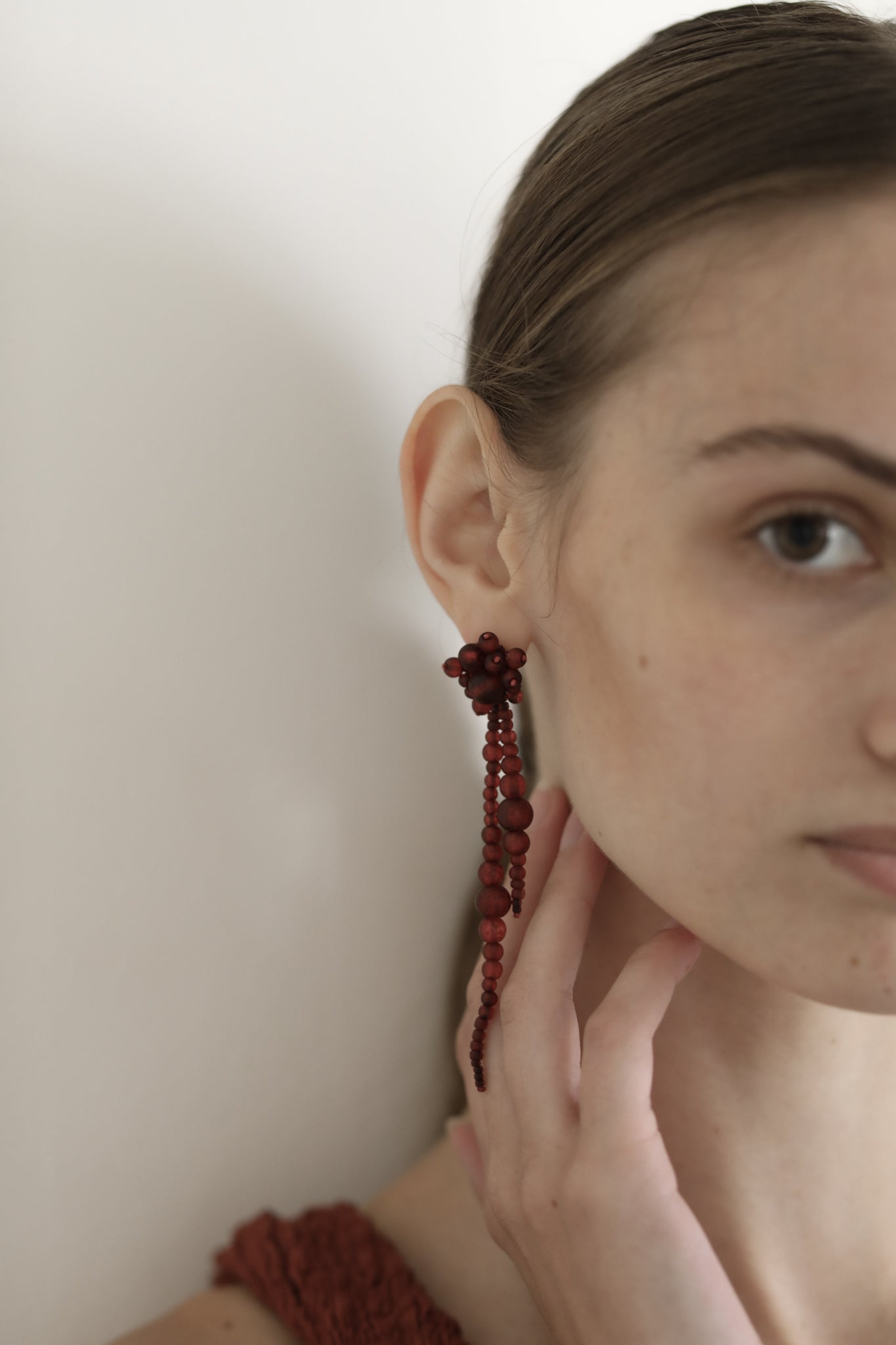 Matte Beaded Drew Strands - Burgundy