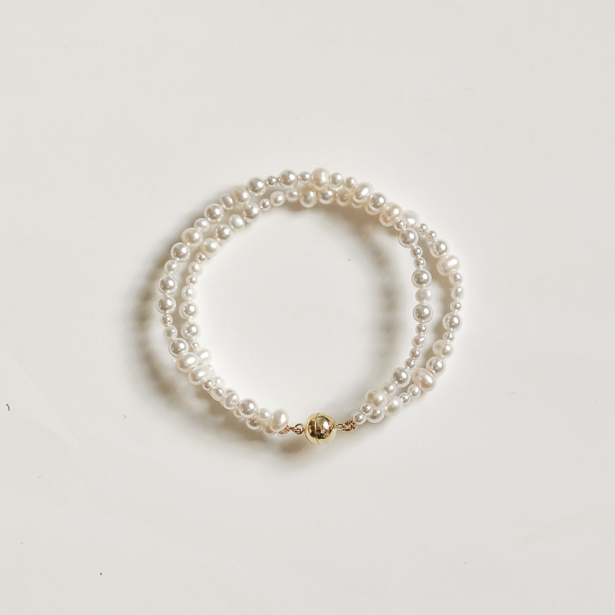 Double Strand Freshwater Pearl Bracelet | Pearl & 14k Gold-Plated 