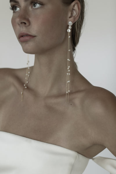 Freshwater Pearl Strand Earrings | Statement Pearl Earrings | A.B.