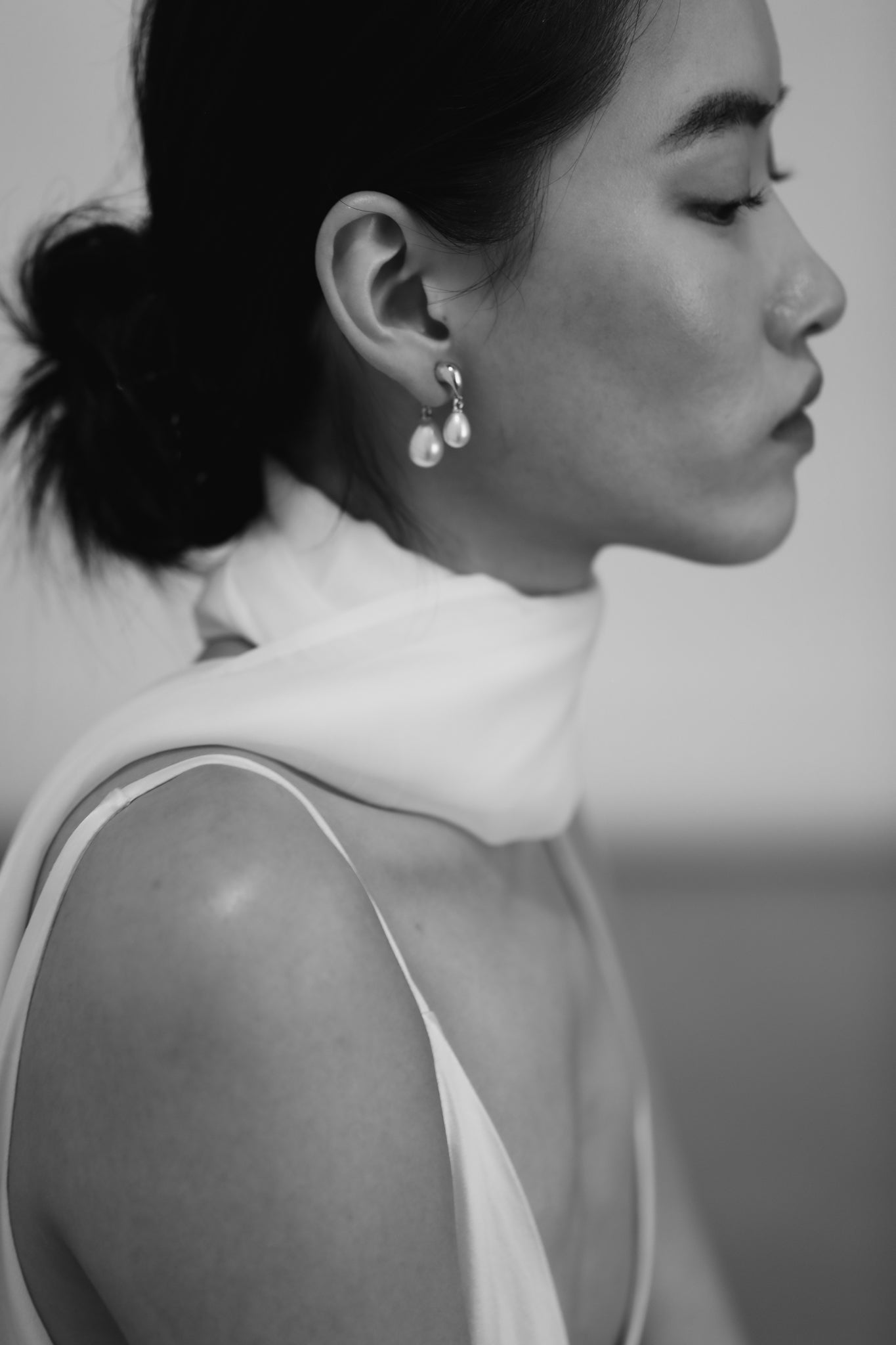 Gilded Asymmetric Pearl Drop Earrings - Sale