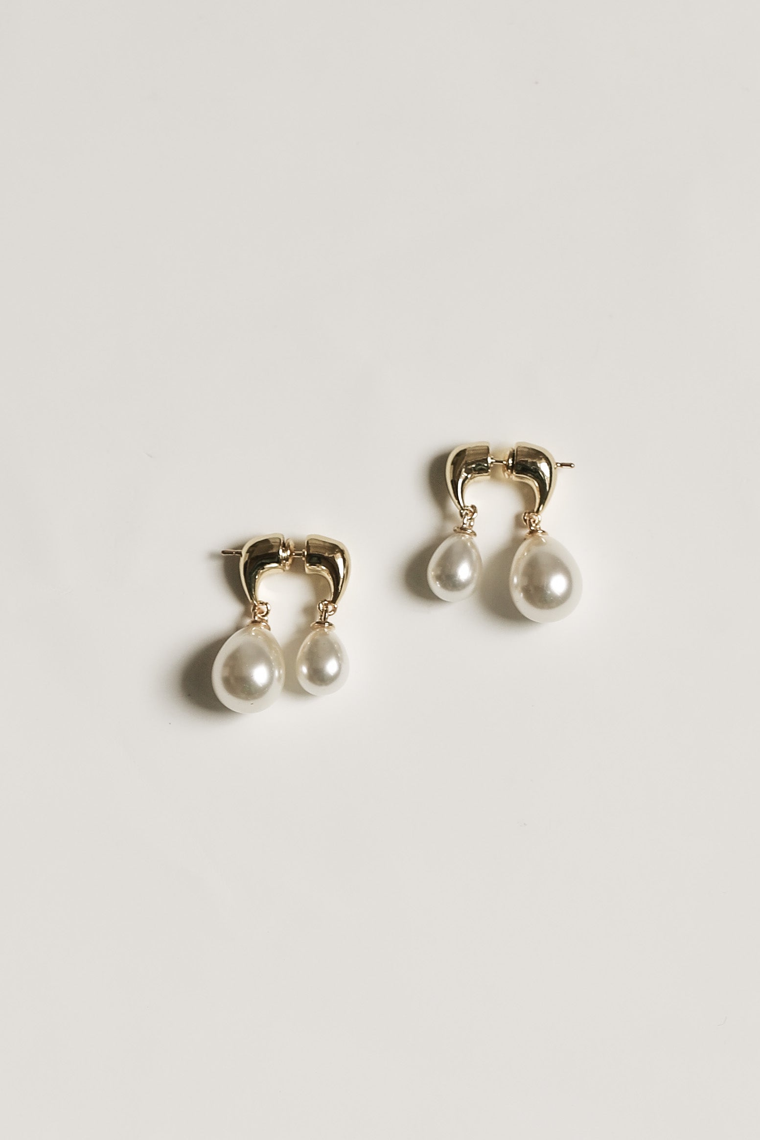 Gilded Asymmetric Pearl Drop Earrings - Sale