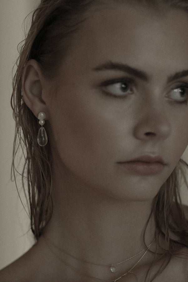 Beaded Ansley Drop Earring Gold Iridescent Frost Glass main image 0