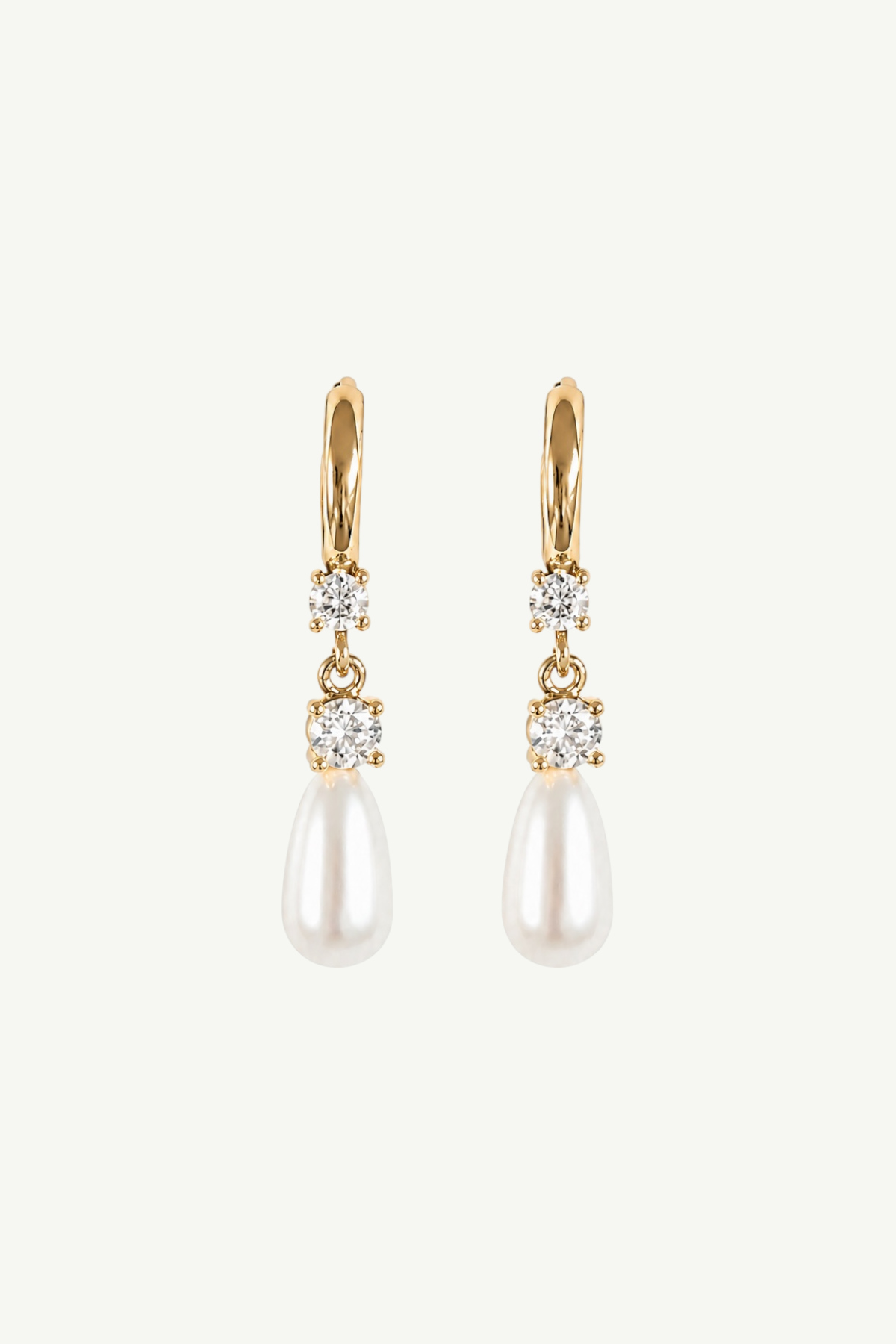 Gold Hoop Crystal Pearl Drop Earrings - Sale