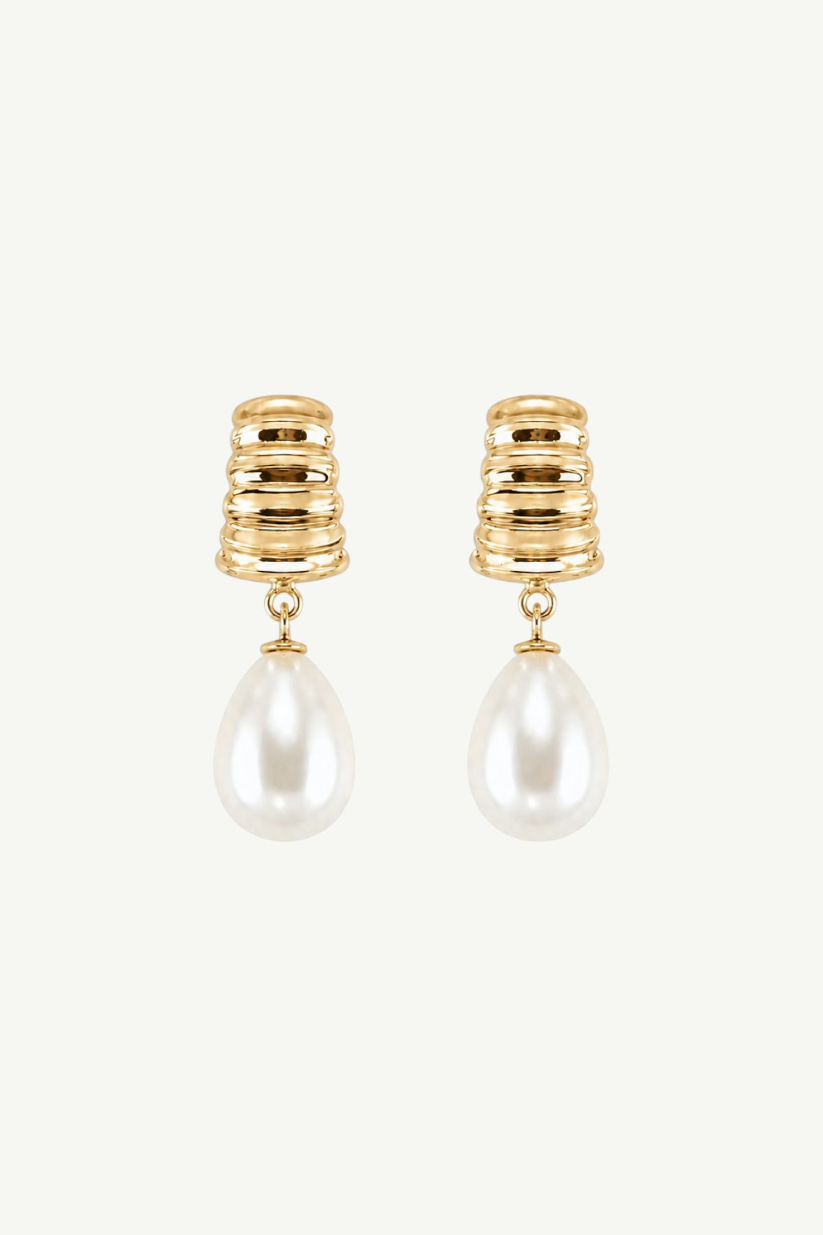 Ribbed Pearl Drop Earrings - Sale