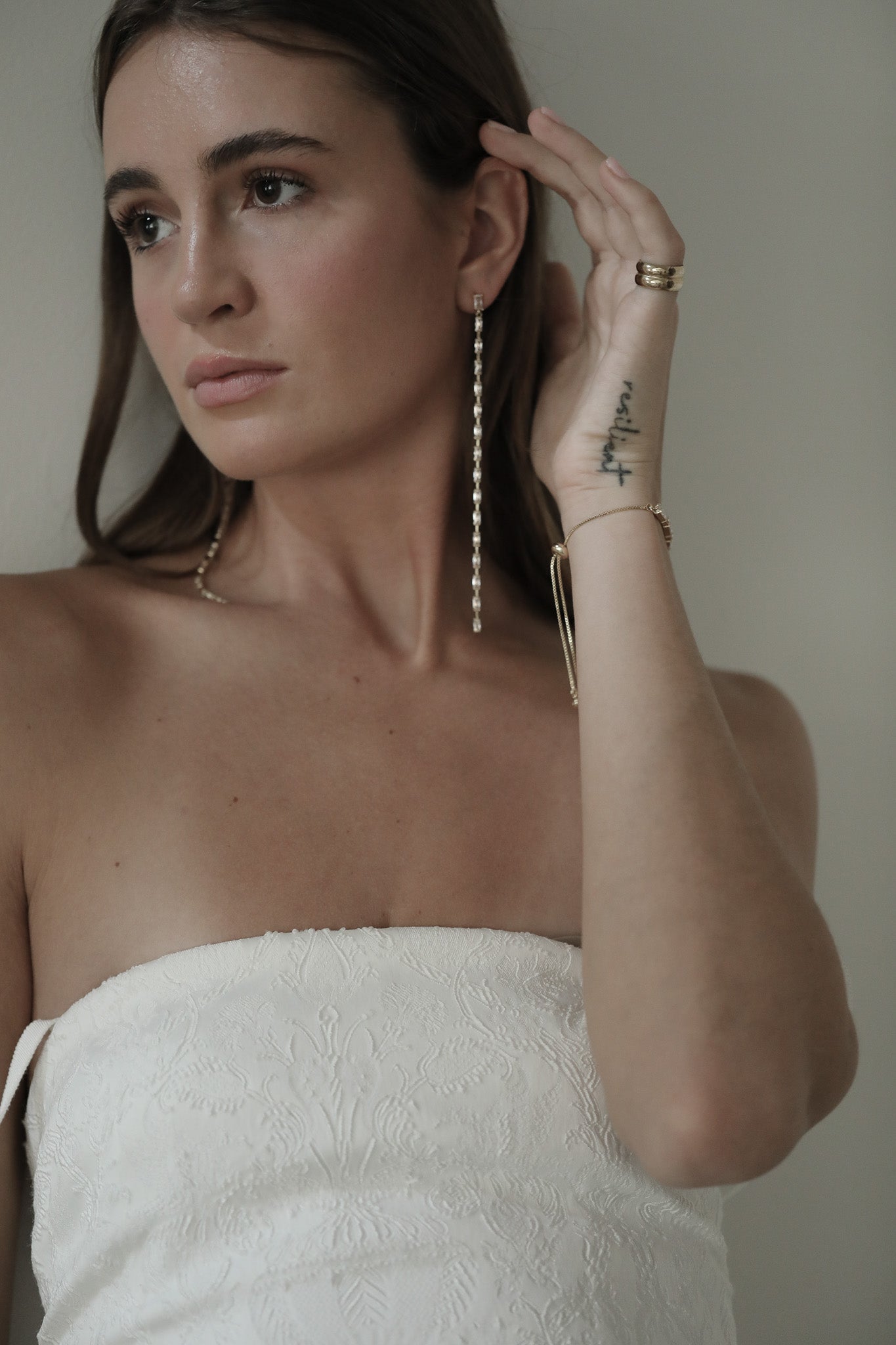 Long Baguette Line Tassel Earrings - Sale