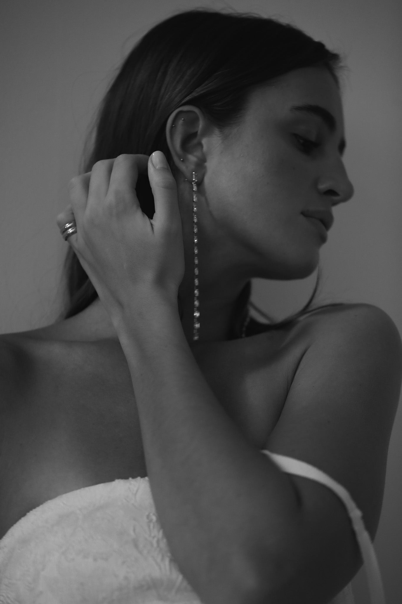 Long Baguette Line Tassel Earrings - Sale