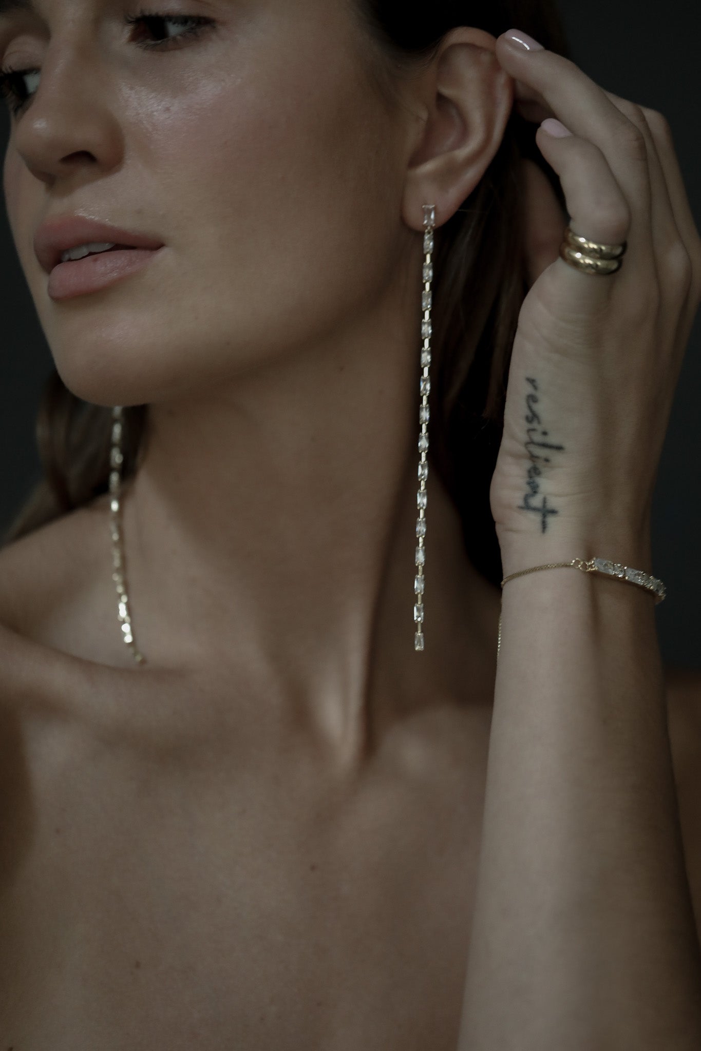 Long Baguette Line Tassel Earrings - Sale
