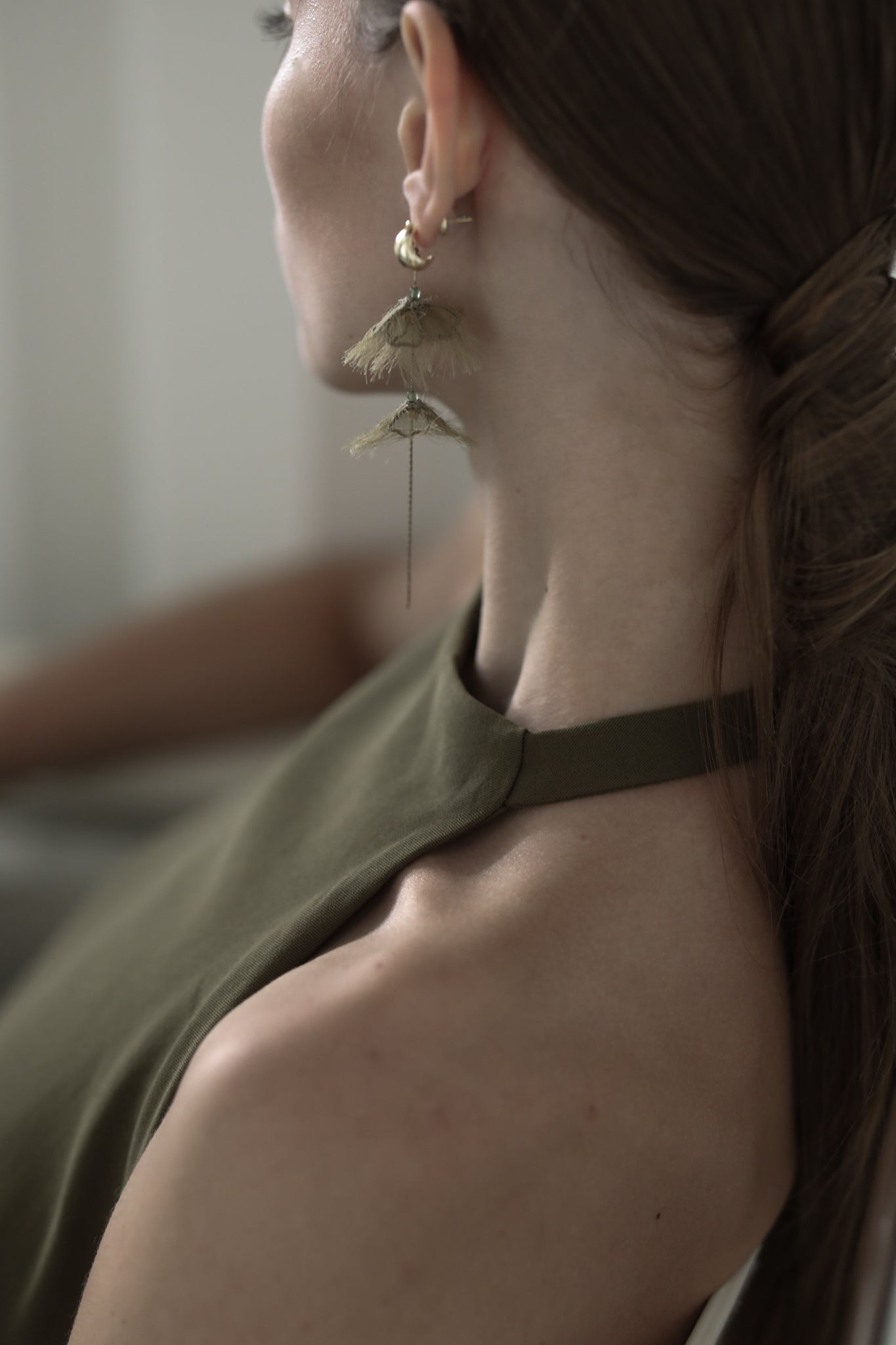 Adina Strand Earrings - Olive