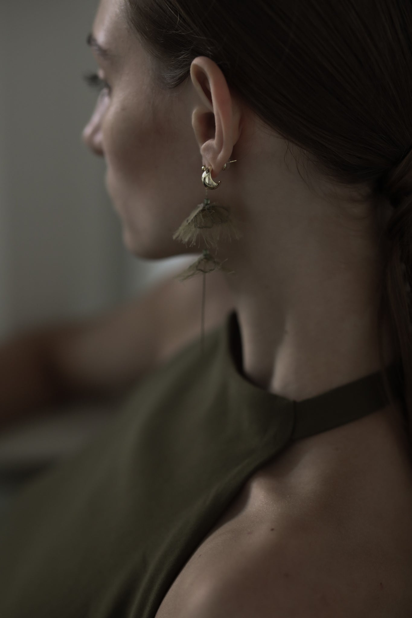 Adina Strand Earrings - Olive