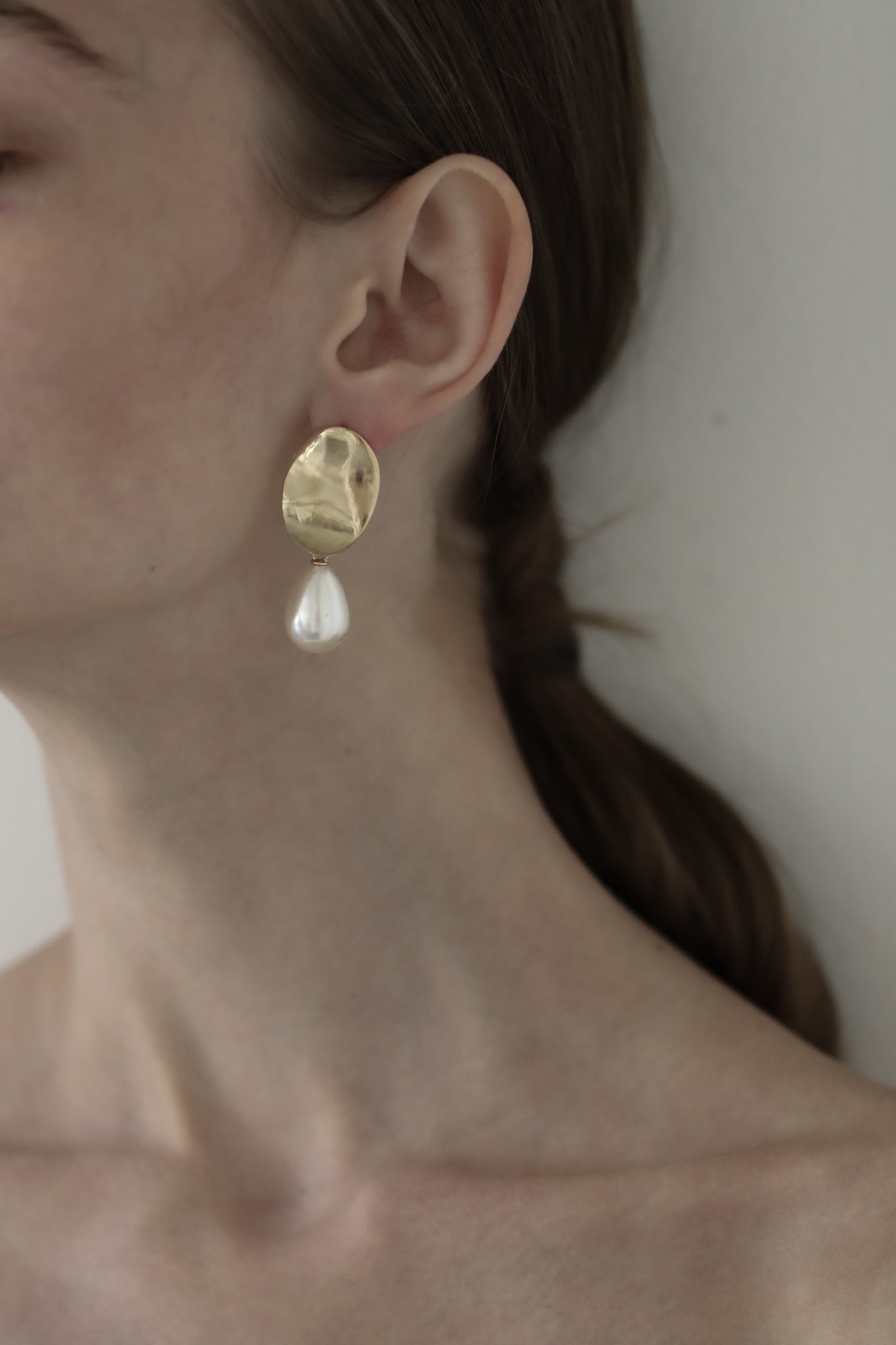 Oval Sculptural Pearl Drop Earrings - Sale
