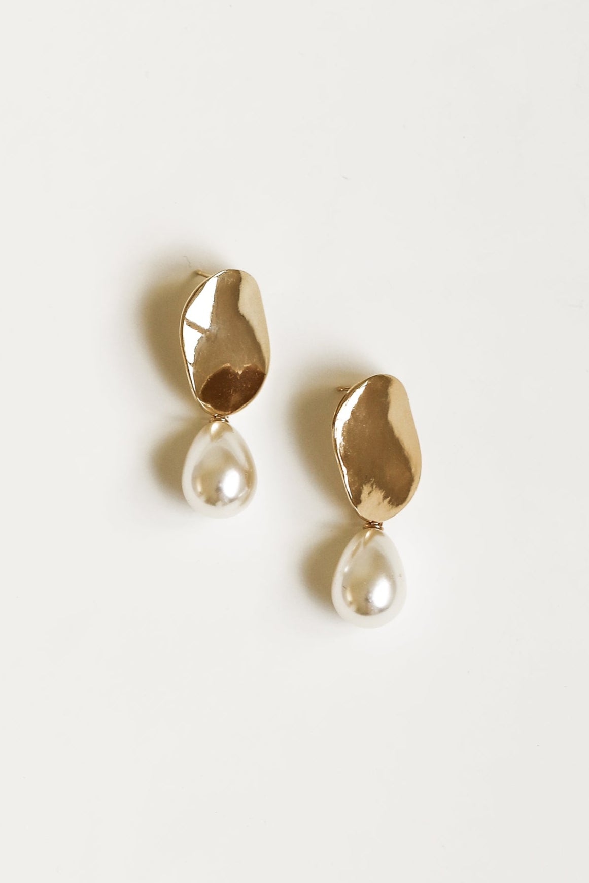 Oval Sculptural Pearl Drop Earrings - Sale