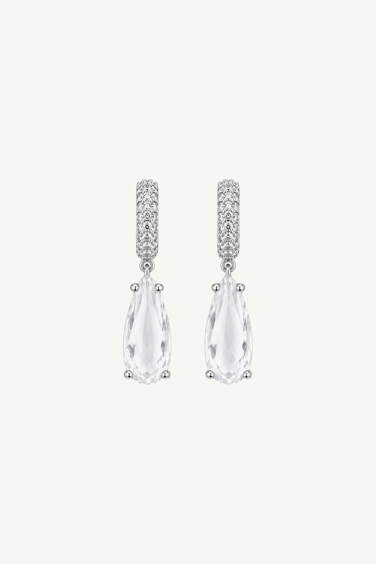 Pave Dewdrop Hoop Earrings - Sale