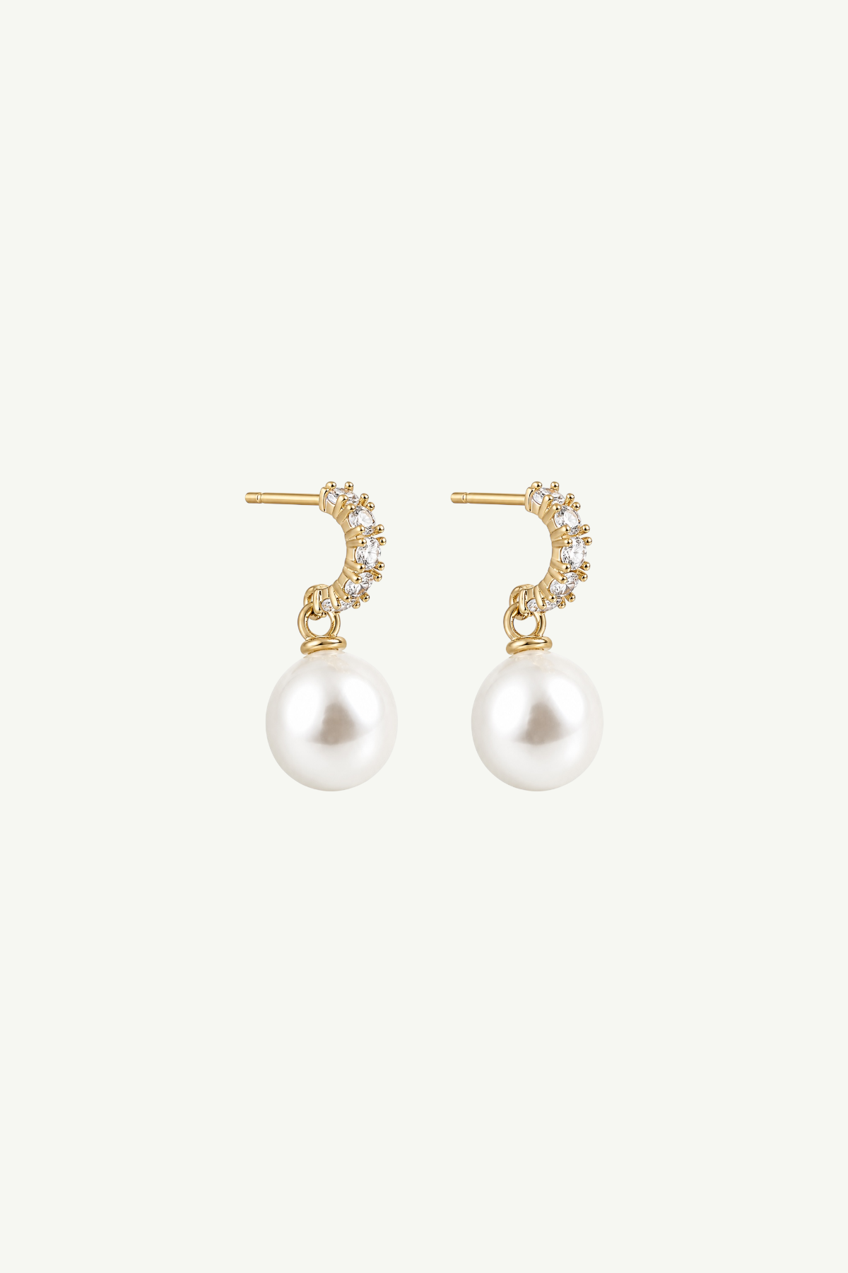 Pearl Pave Huggie Drop Earrings - Sale