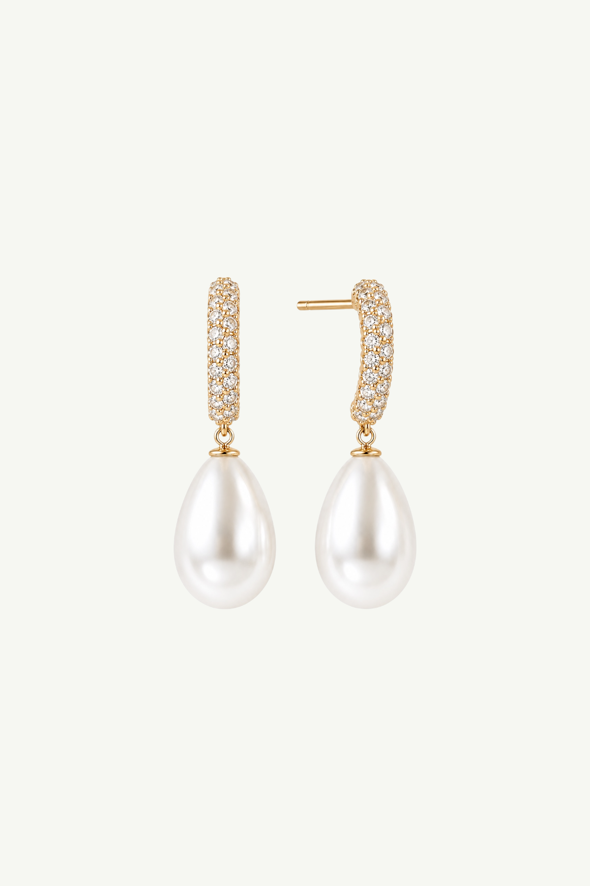 Pave Hoop Pearl Drop Earrings - Sale