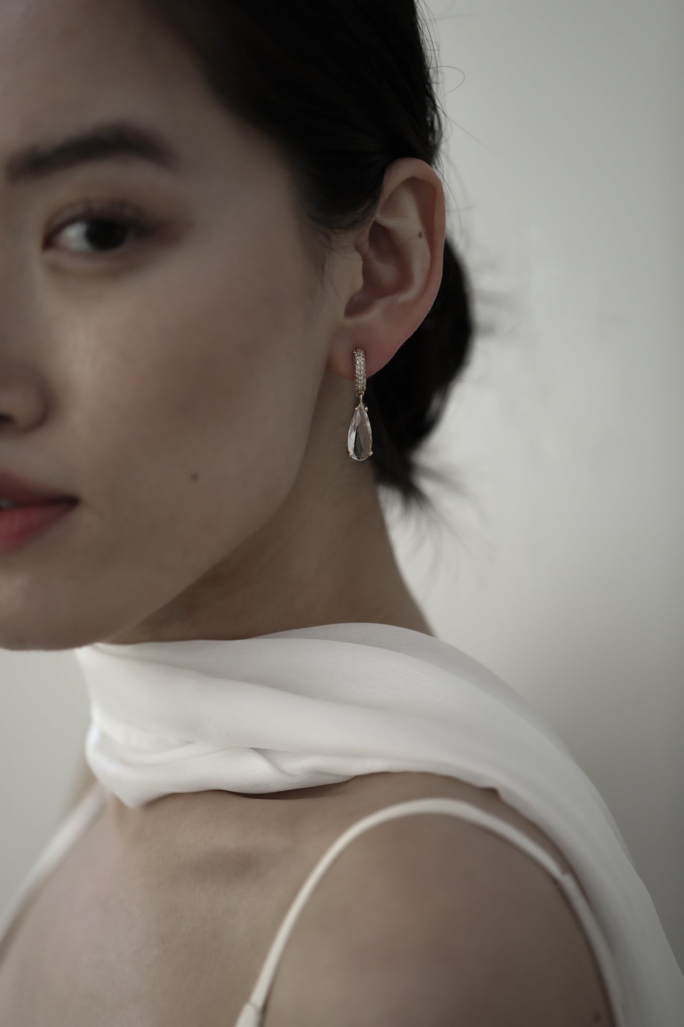 Pave Dewdrop Hoop Earrings - Sale