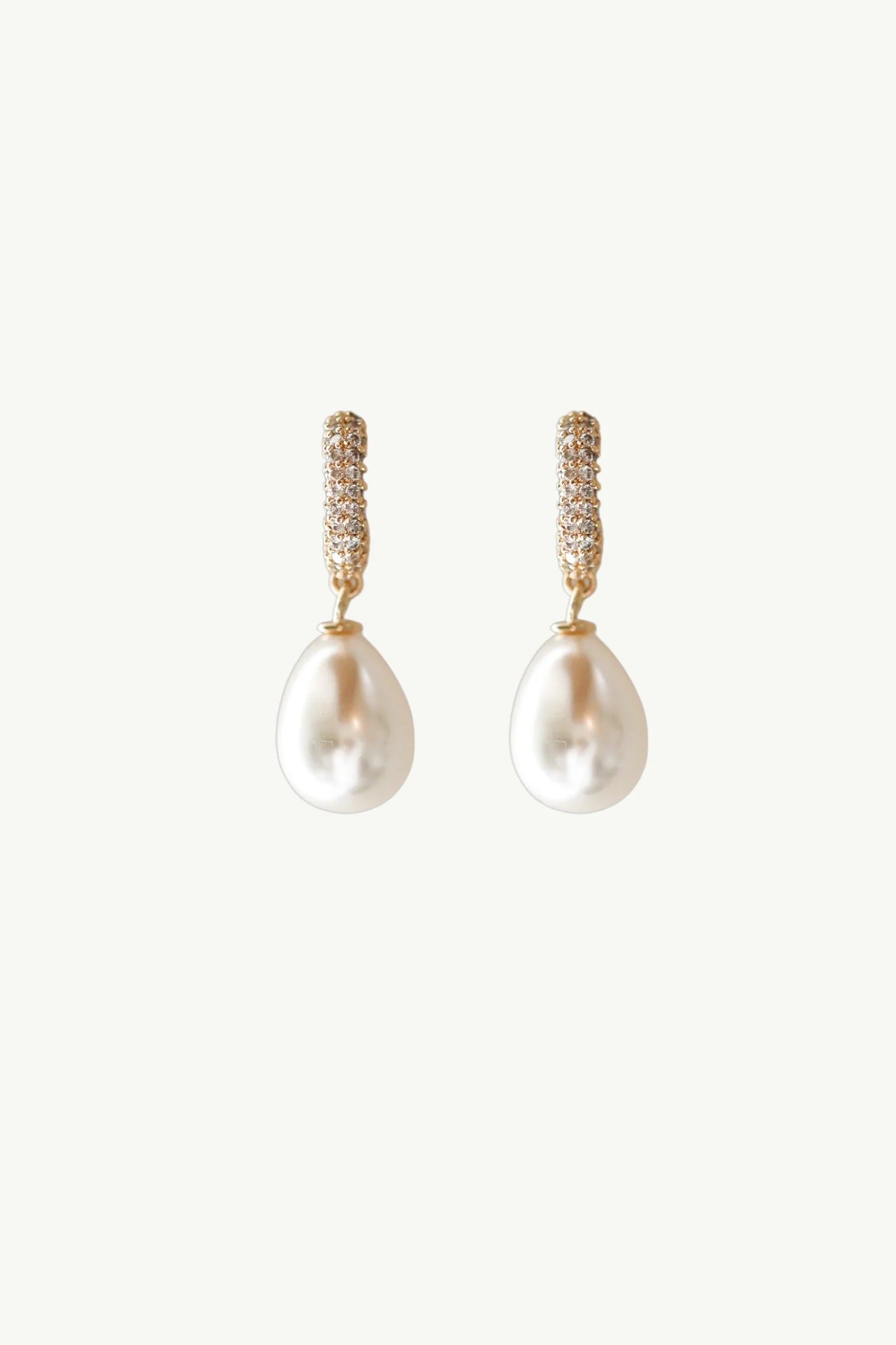 Pave Hoop Pearl Drop Earrings