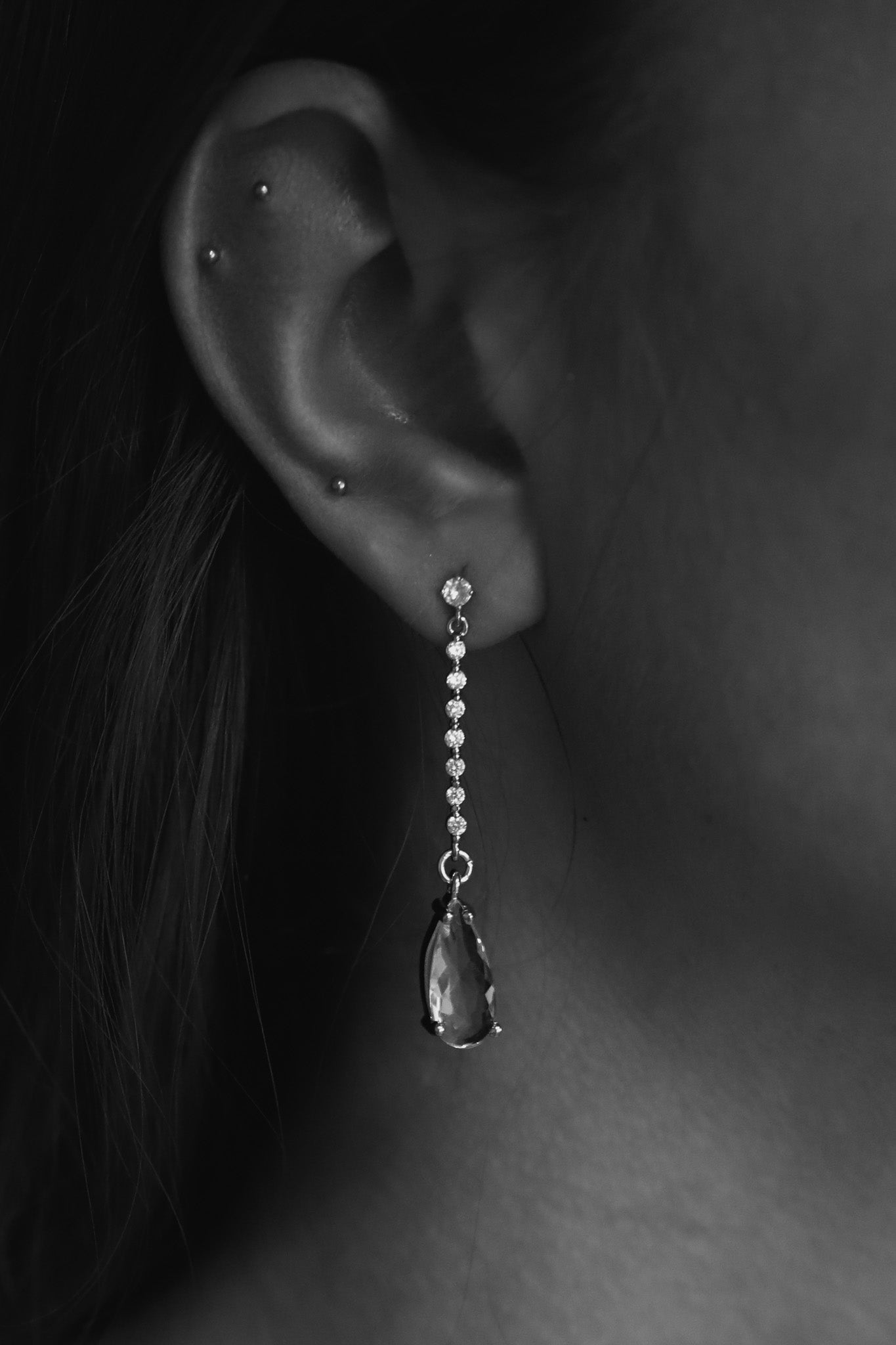 Pave Stem Crystal Drop Earrings - Sale