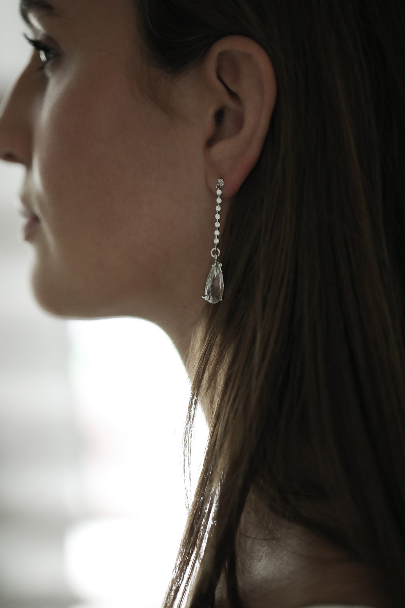 Pave Stem Crystal Drop Earrings - Sale