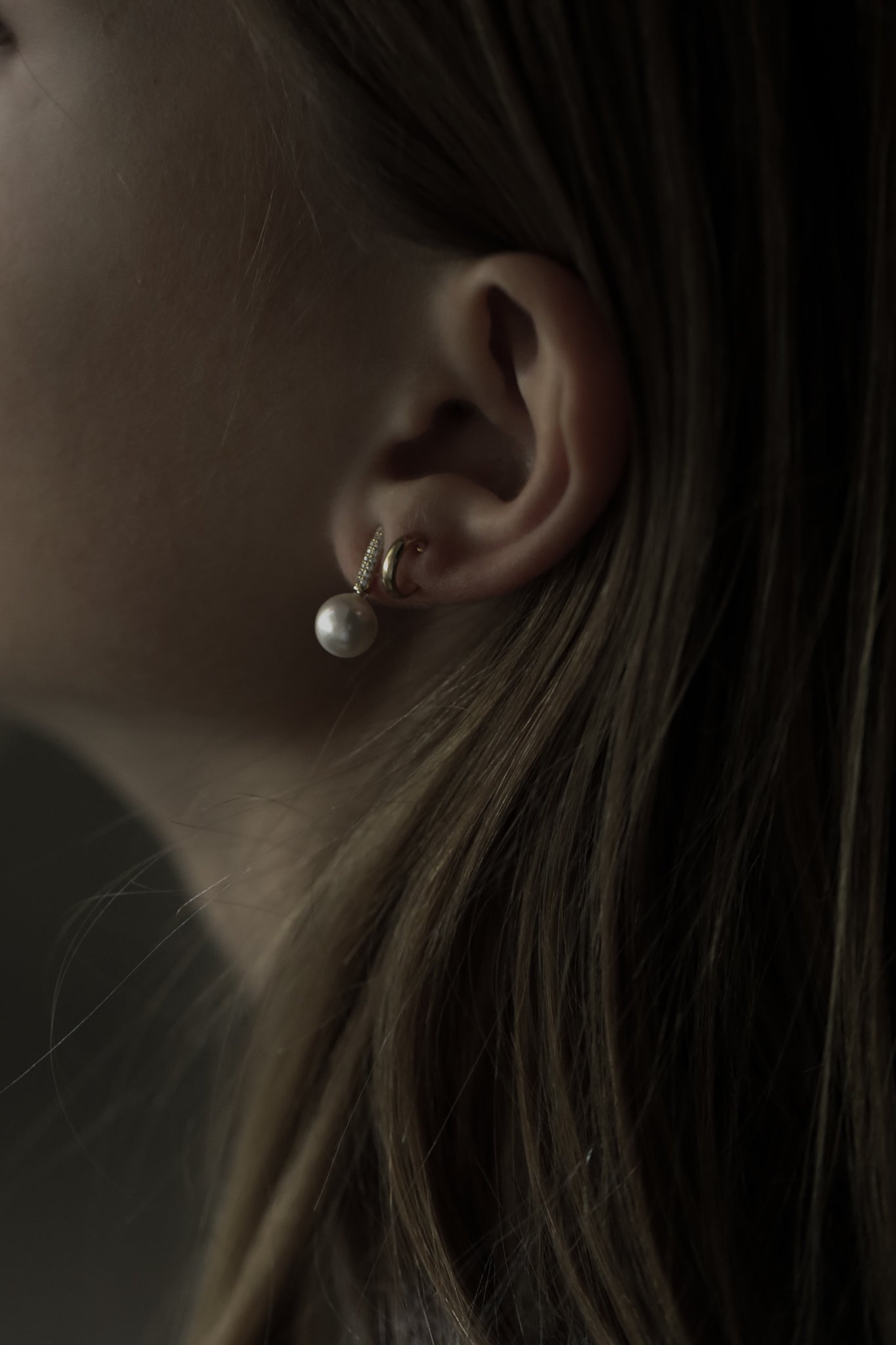 Pave Line Pearl Drop Earrings - Sale