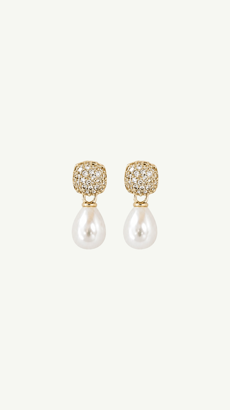 Pave Mini Pearl Drop - Sale