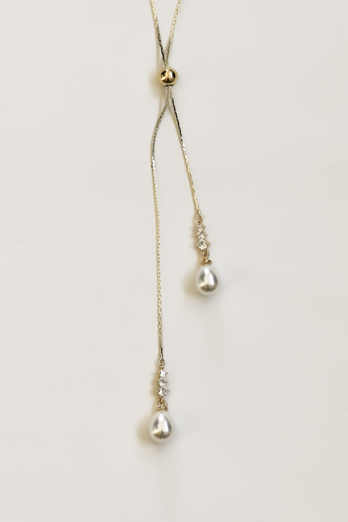 Pearl Crystal Lariat Necklace - Sale