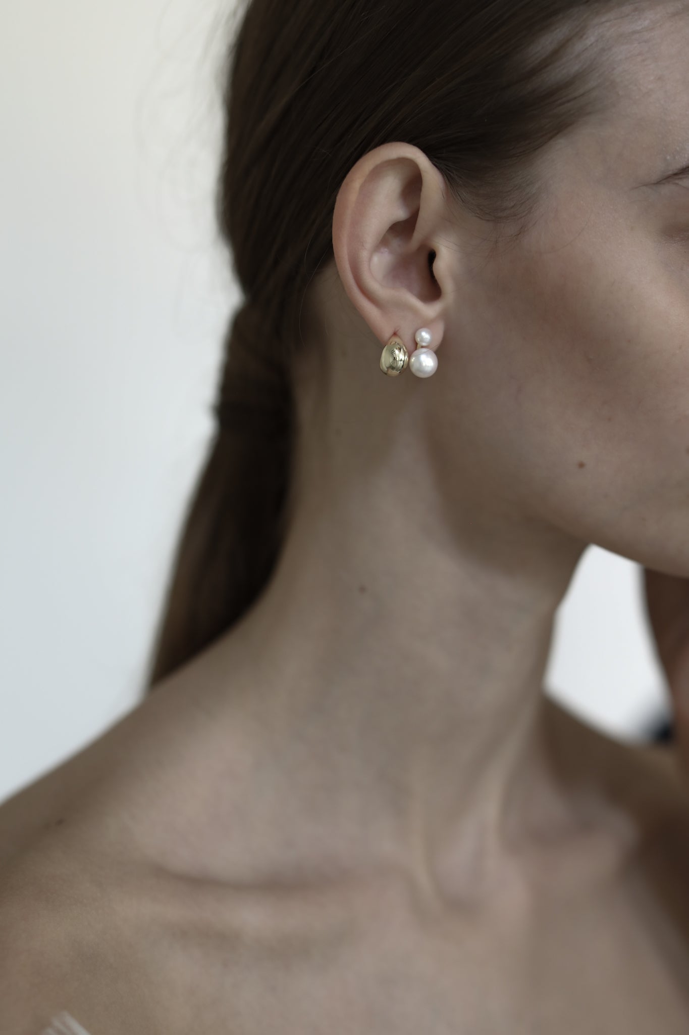 Pearl Stud + Micro Orb Earring Stacker Set