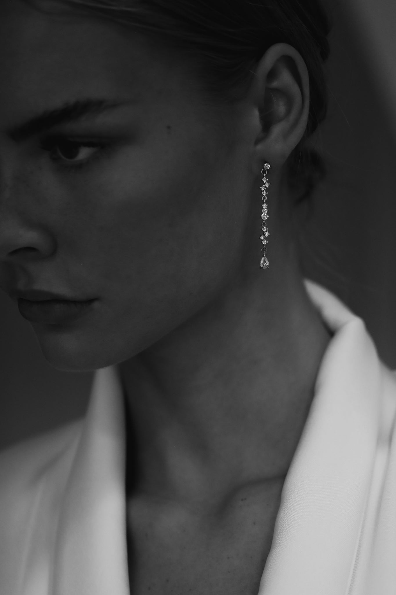 Rhinestone Cluster Line Earrings - Sale