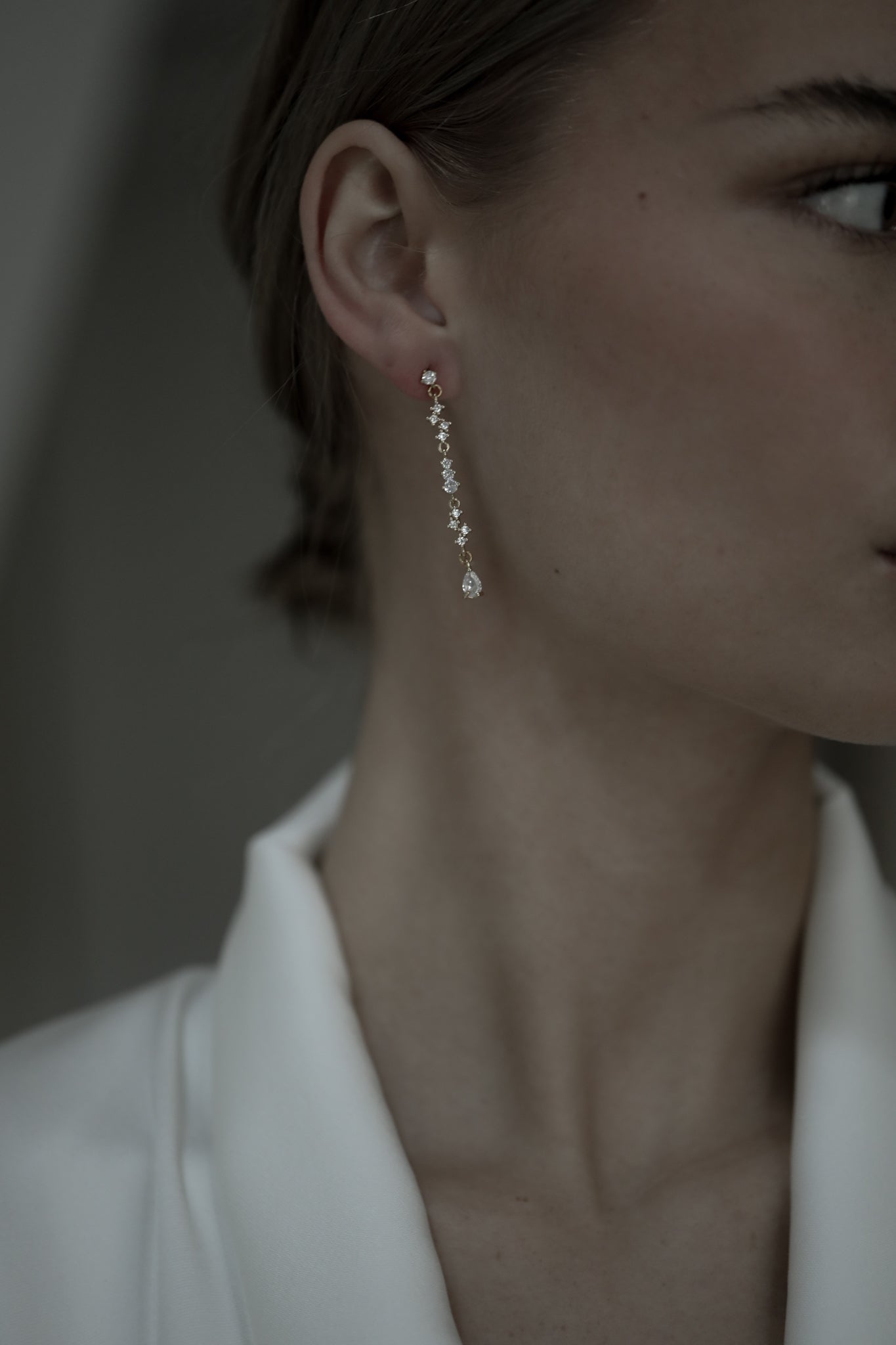 Rhinestone Cluster Line Earrings - Sale