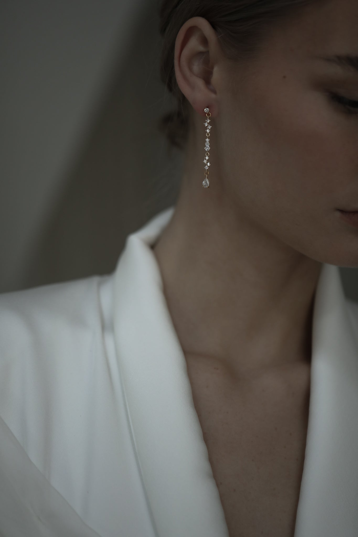 Rhinestone Cluster Line Earrings - Sale