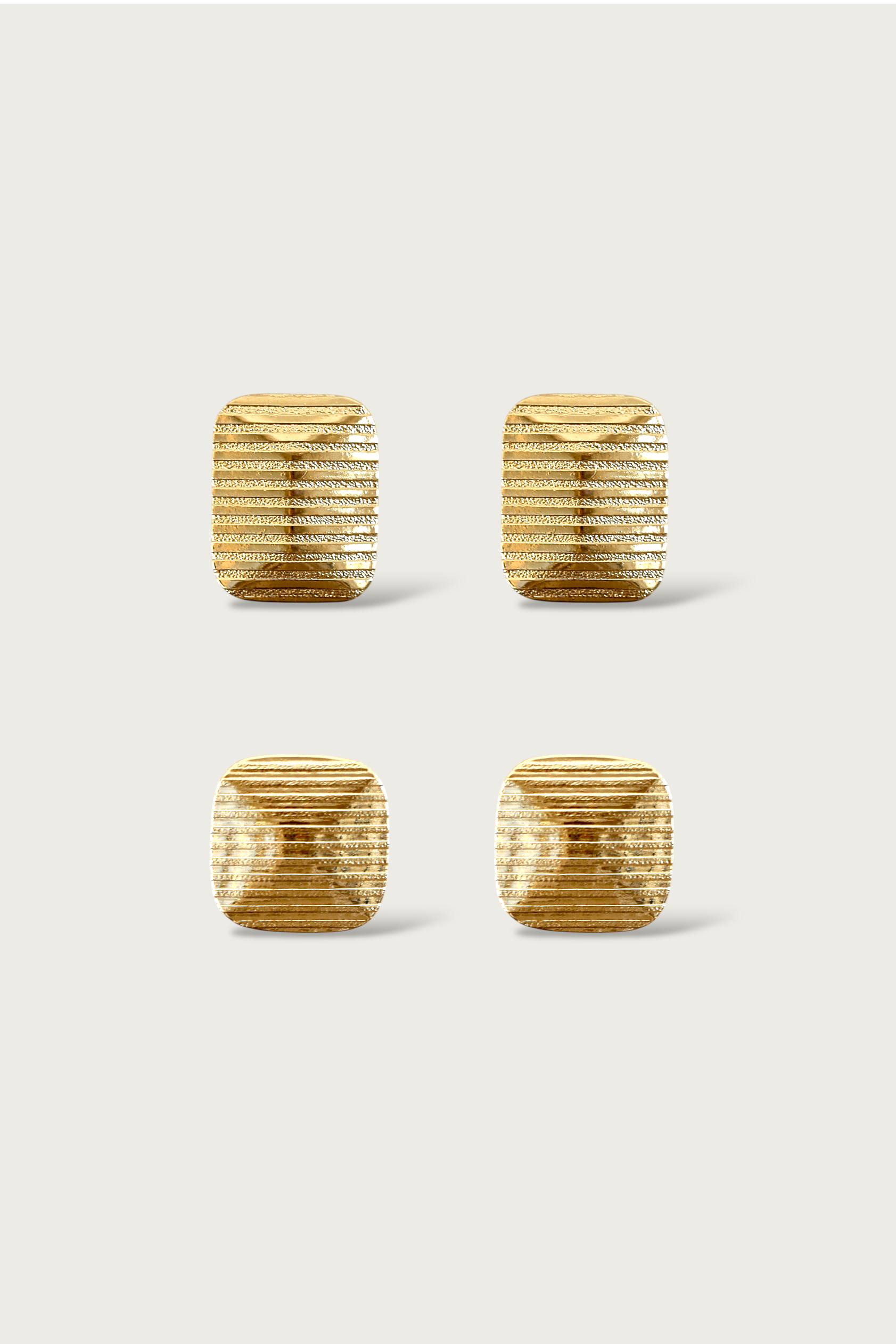 Vintage Ribbed Square Stud Set