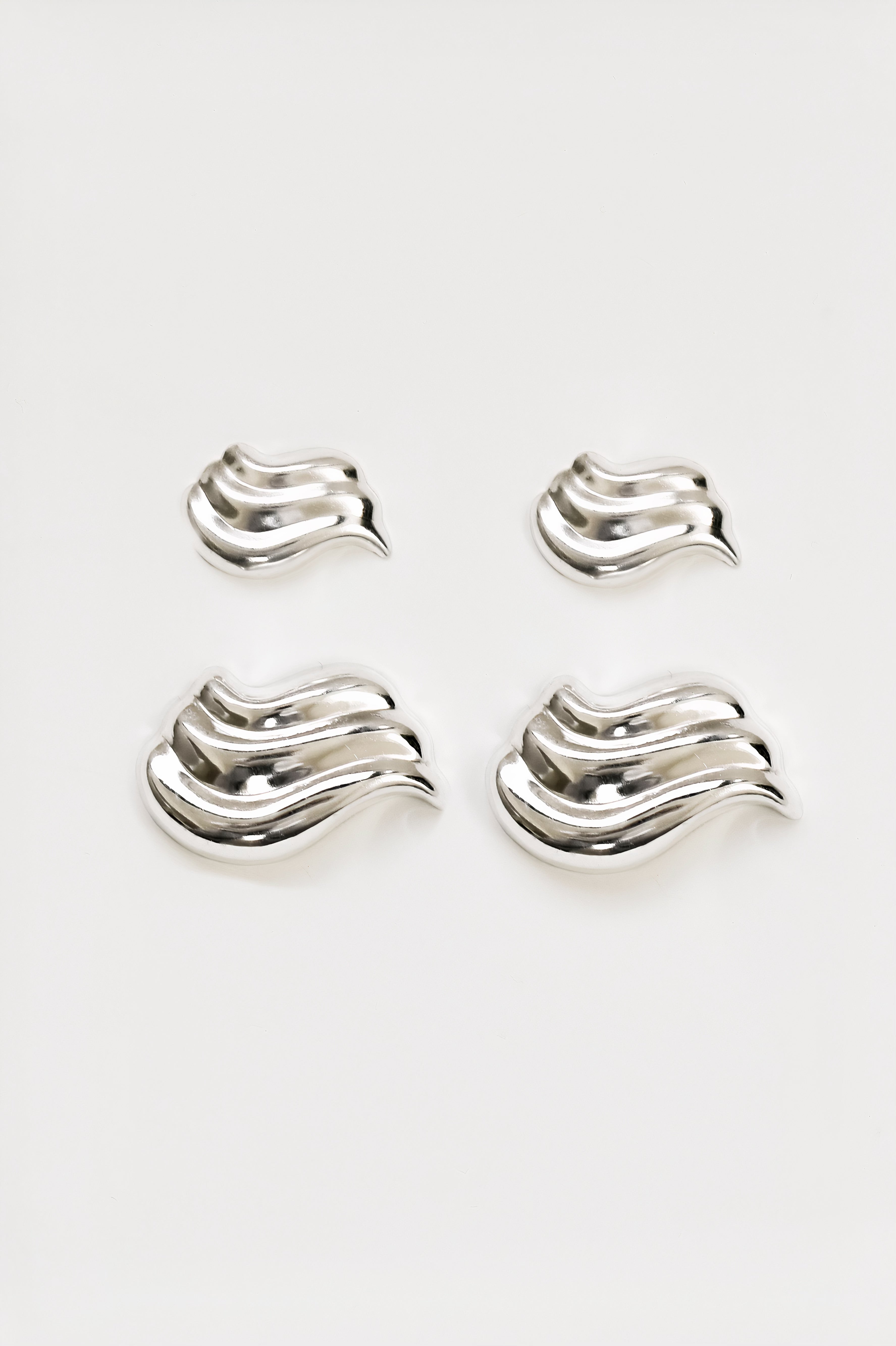 Waves Sculptural Sterling Stud Earring Set