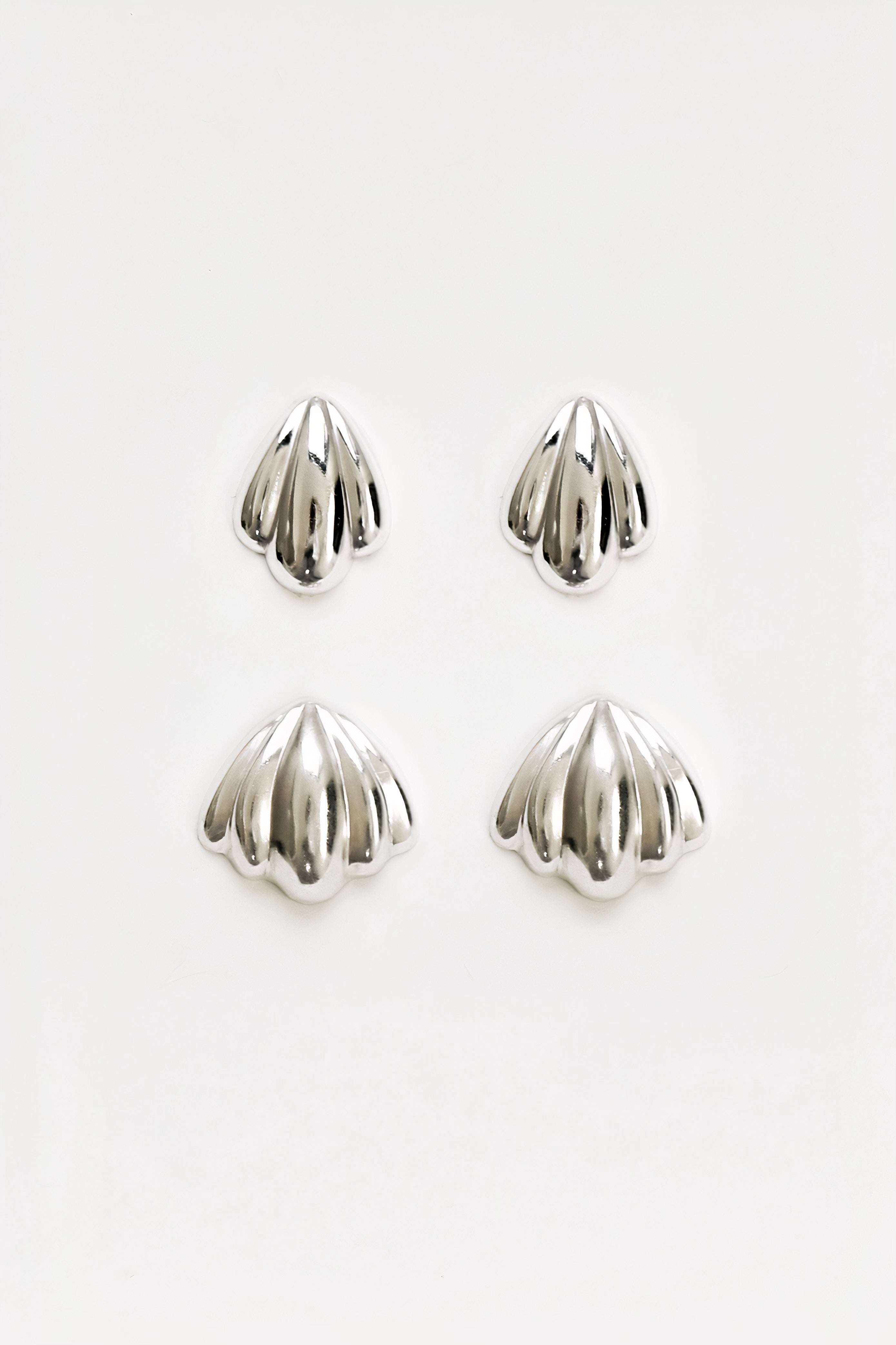Shell Sculptural Sterling Stud Earring Set