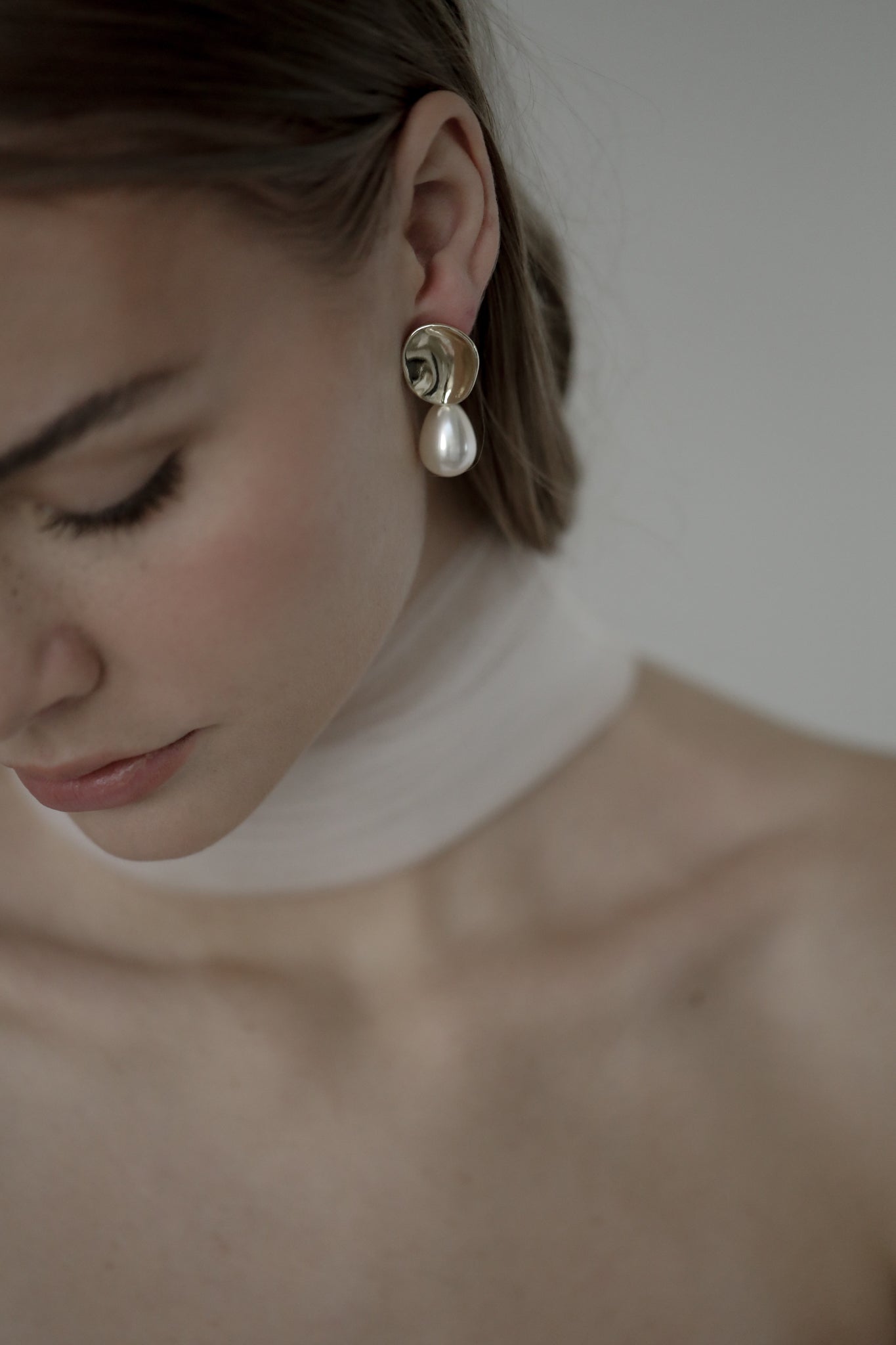 Sculptural Pearl Drop Earrings - Sale