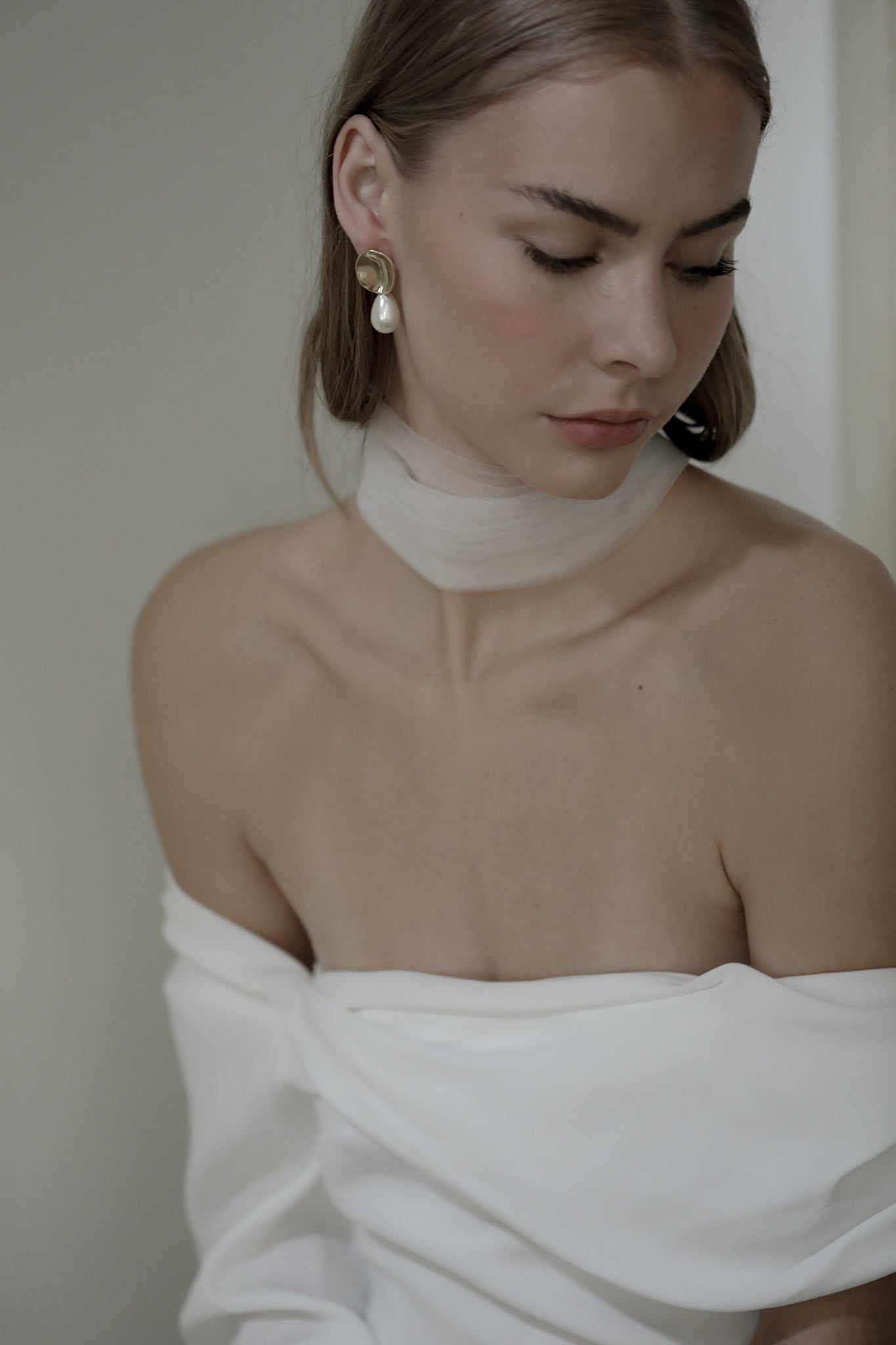 Sculptural Pearl Drop Earrings - Sale