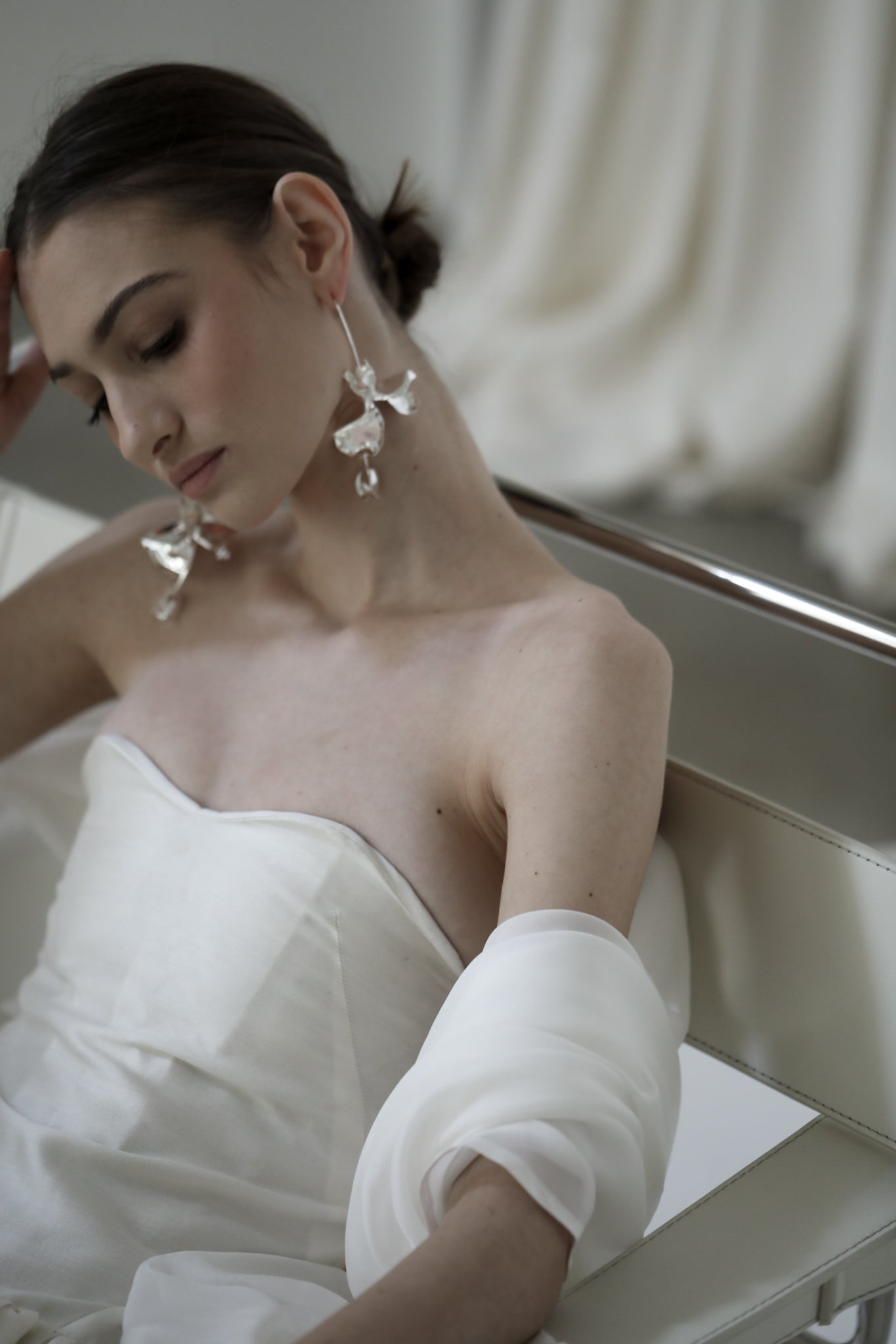 Magnolia Stem Drop Earrings | Floral Bridal Earrings | A.B. ELLIE