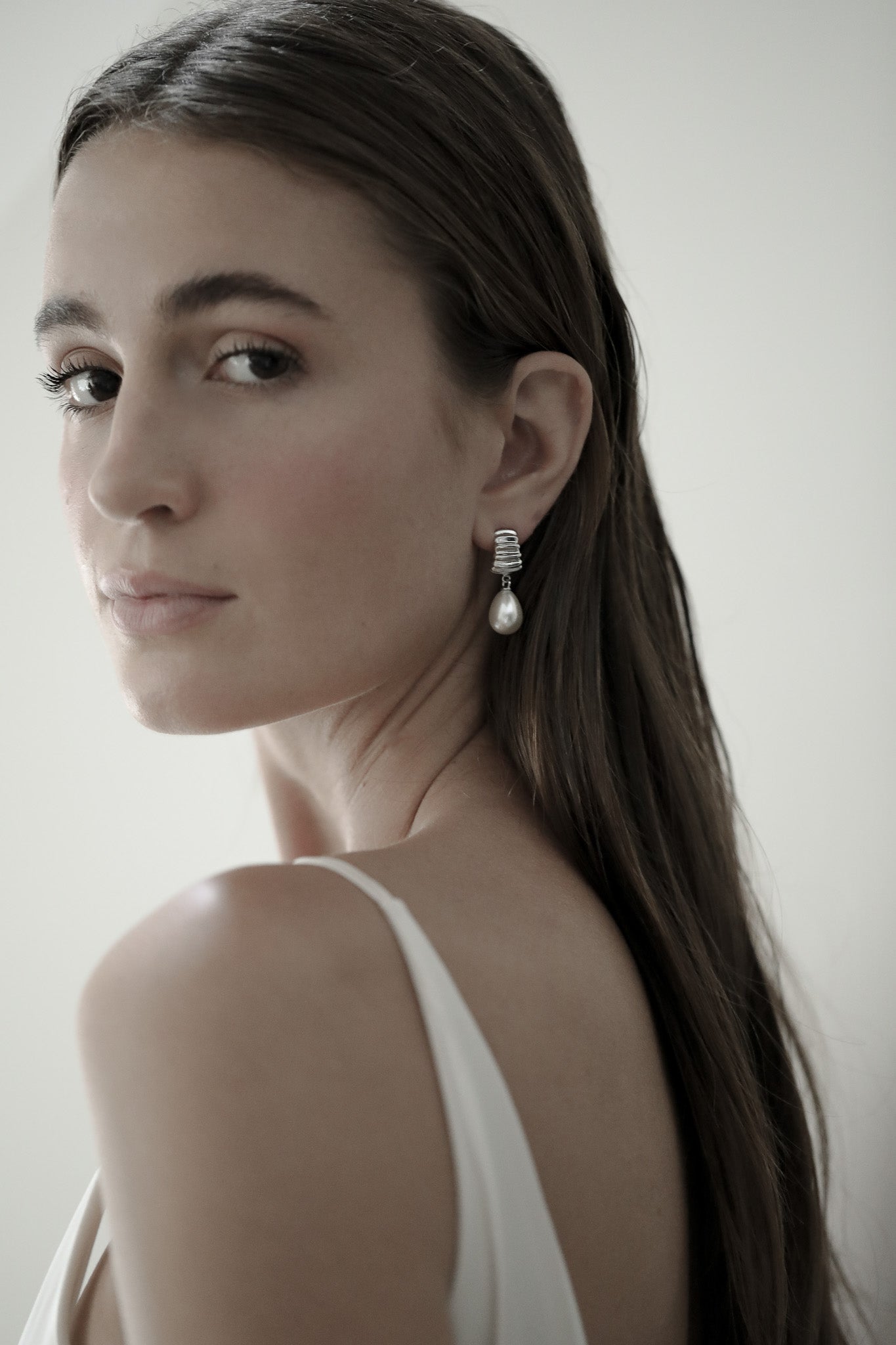 Ribbed Pearl Drop Earrings - Sale