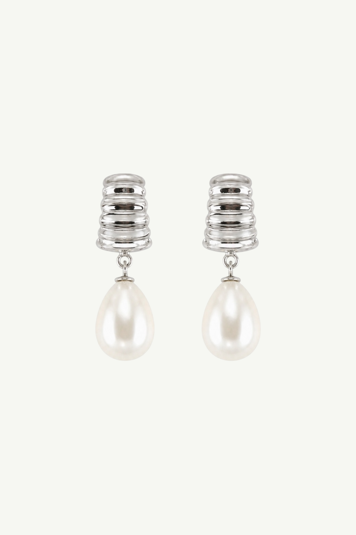 Ribbed Pearl Drop Earrings - Sale